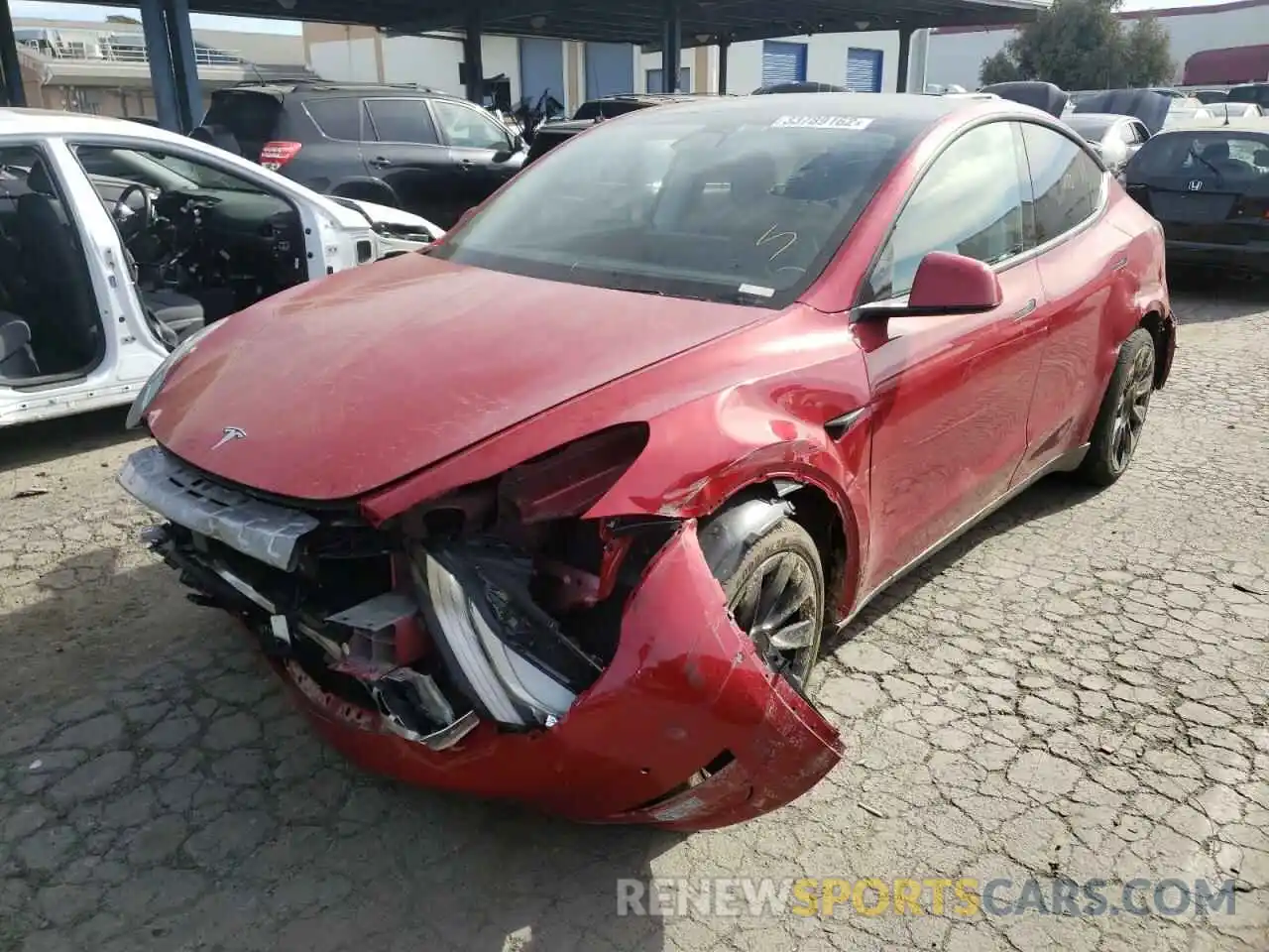 2 Photograph of a damaged car 5YJYGDEE2LF059325 TESLA MODEL Y 2020