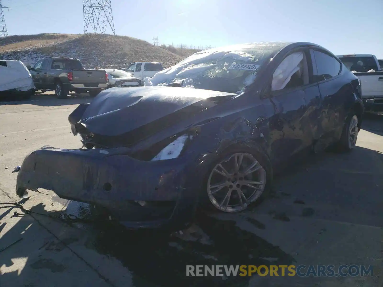 2 Photograph of a damaged car 5YJYGDEE3LF013423 TESLA MODEL Y 2020