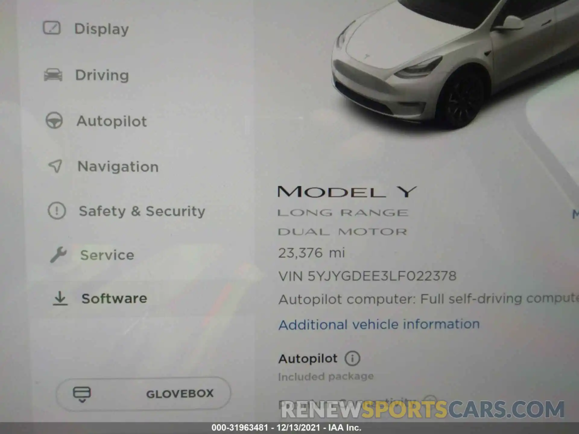 7 Photograph of a damaged car 5YJYGDEE3LF022378 TESLA MODEL Y 2020