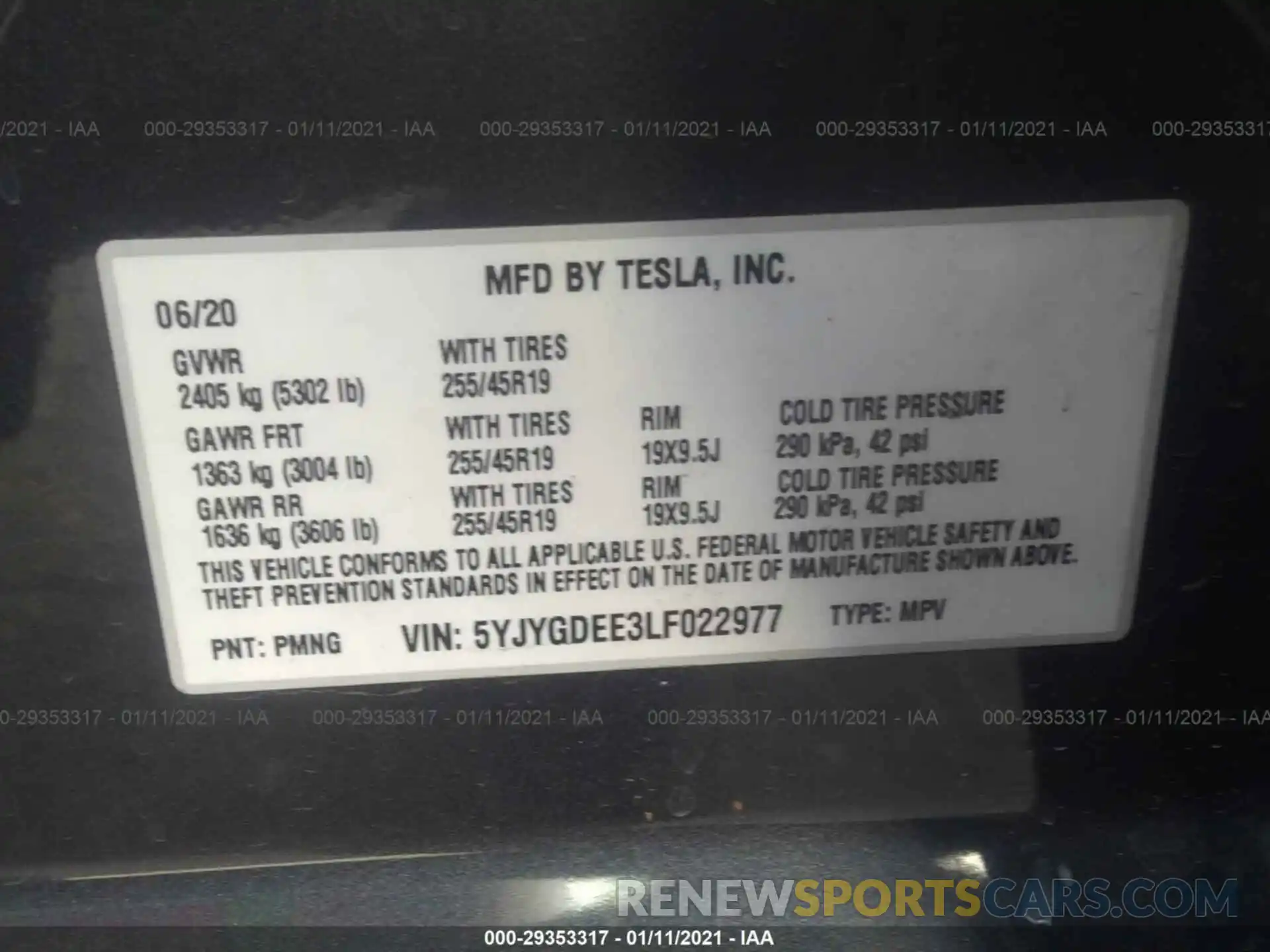 9 Photograph of a damaged car 5YJYGDEE3LF022977 TESLA MODEL Y 2020