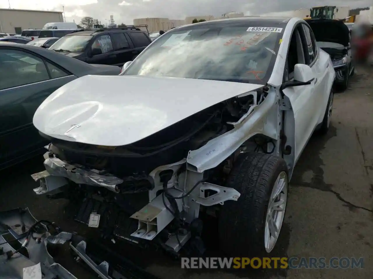 2 Photograph of a damaged car 5YJYGDEE3LF026897 TESLA MODEL Y 2020