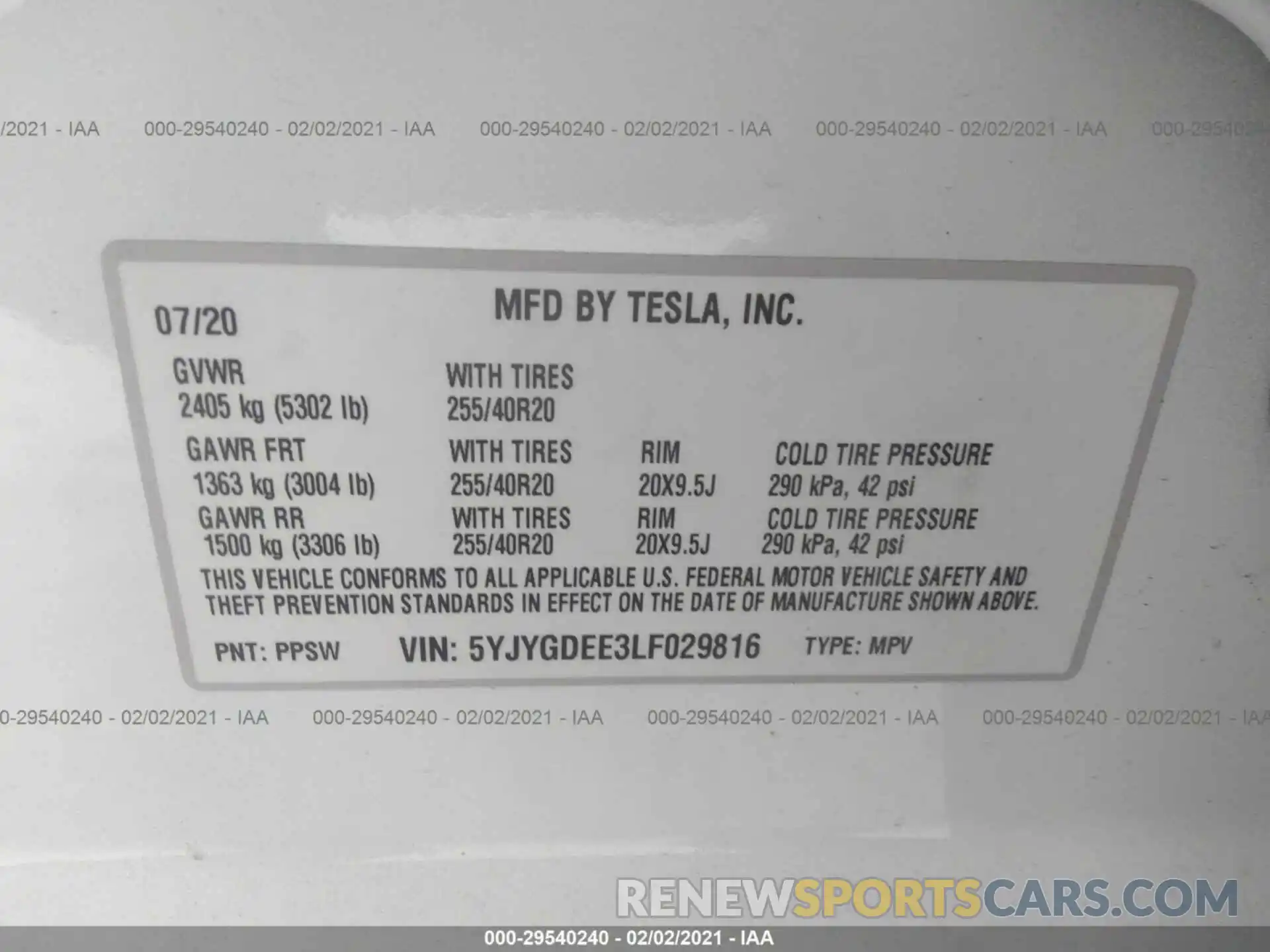 9 Photograph of a damaged car 5YJYGDEE3LF029816 TESLA MODEL Y 2020