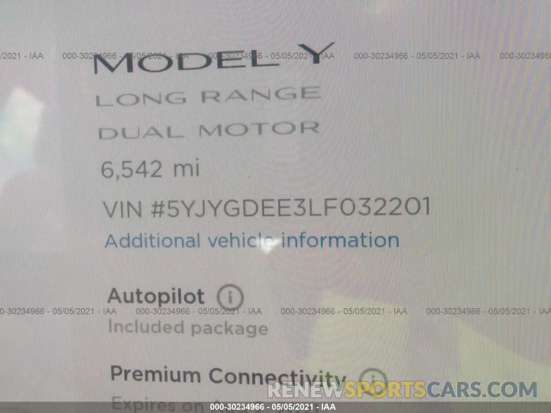 7 Фотография поврежденного автомобиля 5YJYGDEE3LF032201 TESLA MODEL Y 2020