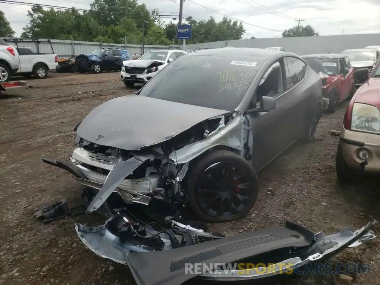 2 Photograph of a damaged car 5YJYGDEE3LF034045 TESLA MODEL Y 2020