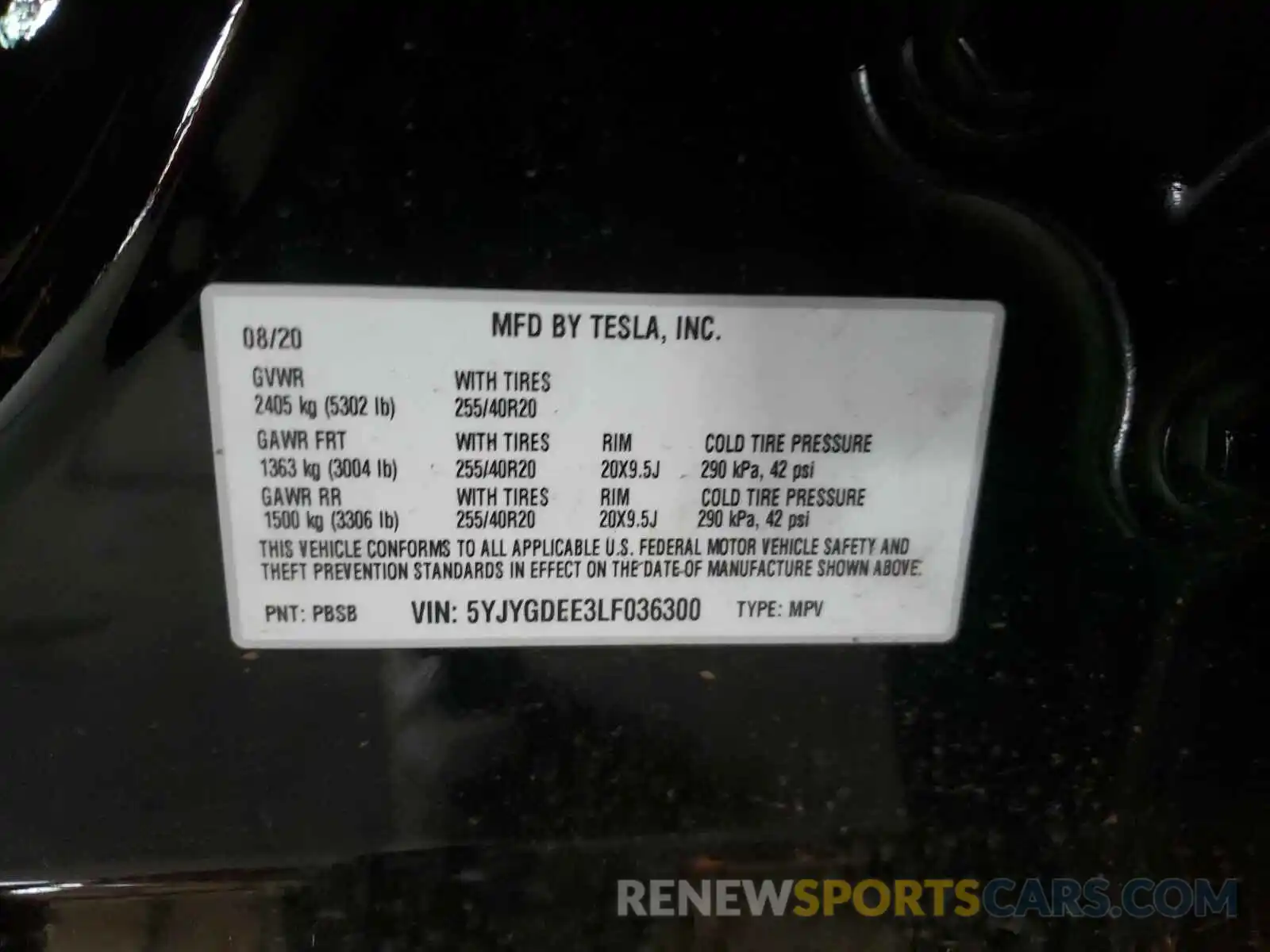 10 Photograph of a damaged car 5YJYGDEE3LF036300 TESLA MODEL Y 2020