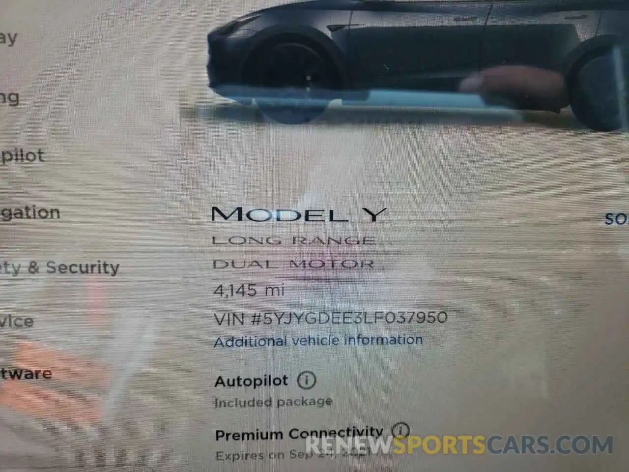 8 Фотография поврежденного автомобиля 5YJYGDEE3LF037950 TESLA MODEL Y 2020