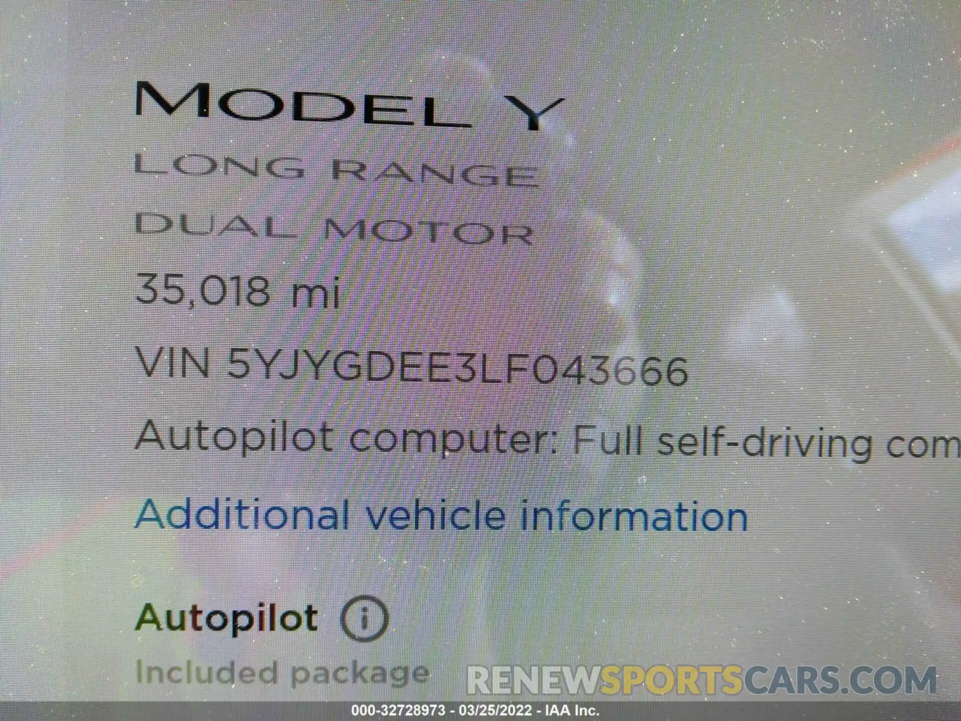 7 Фотография поврежденного автомобиля 5YJYGDEE3LF043666 TESLA MODEL Y 2020