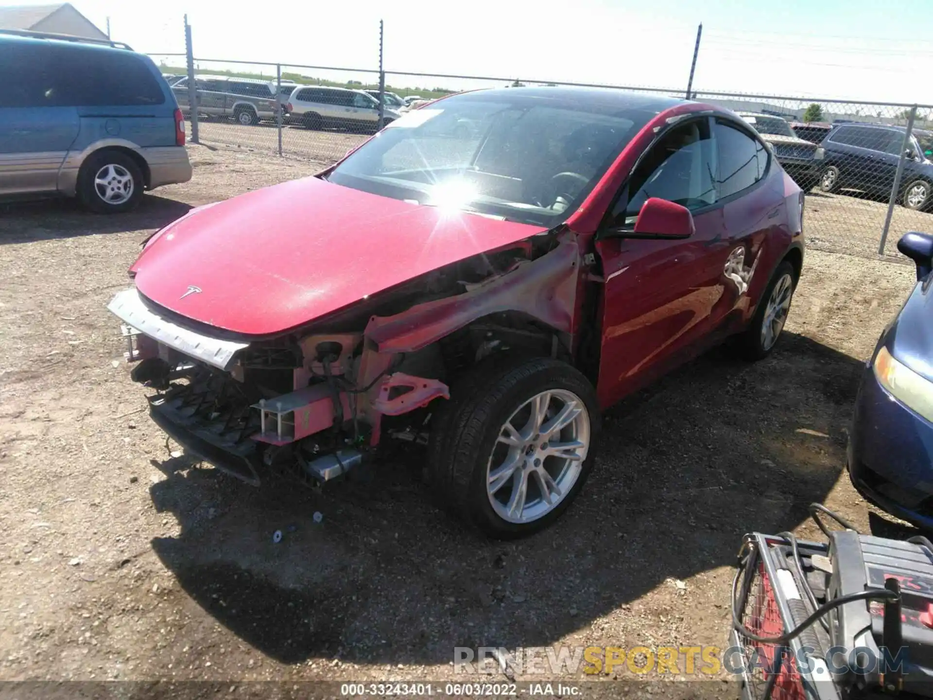 2 Photograph of a damaged car 5YJYGDEE3LF043988 TESLA MODEL Y 2020