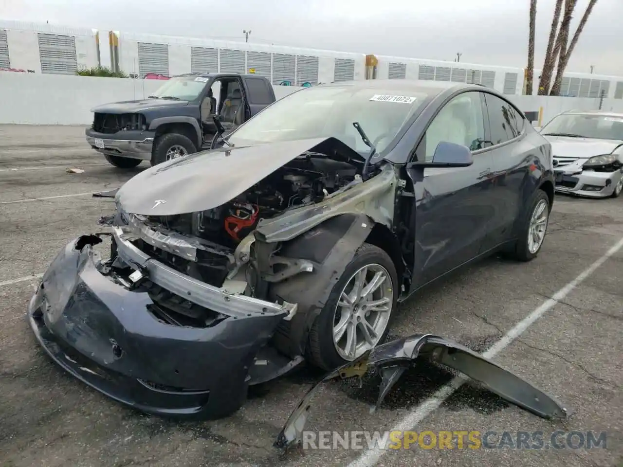 2 Photograph of a damaged car 5YJYGDEE3LF052190 TESLA MODEL Y 2020