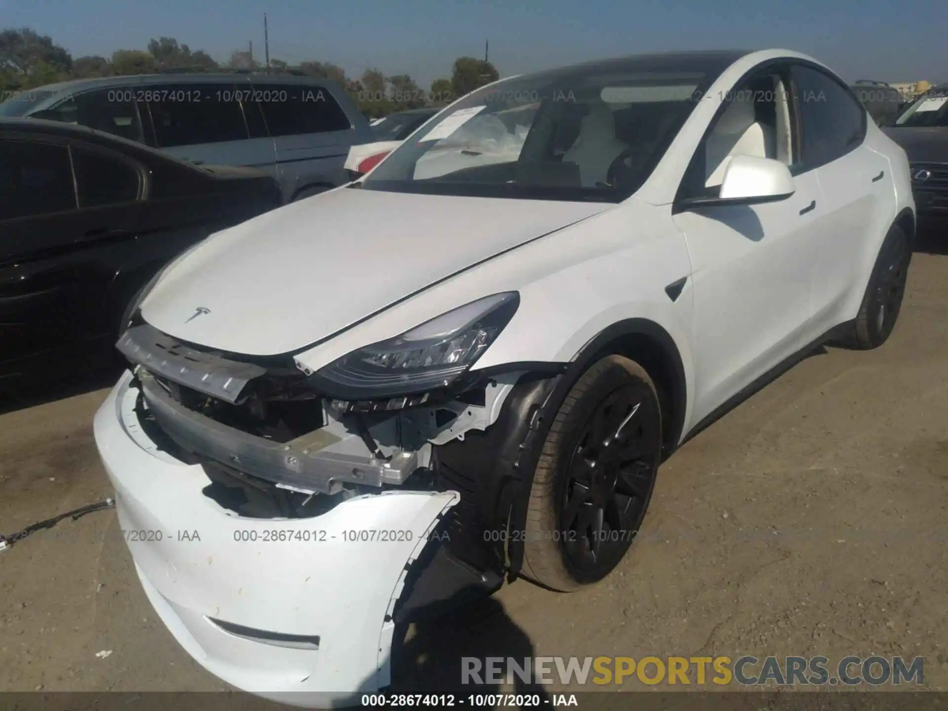 2 Photograph of a damaged car 5YJYGDEE3LF052626 TESLA MODEL Y 2020