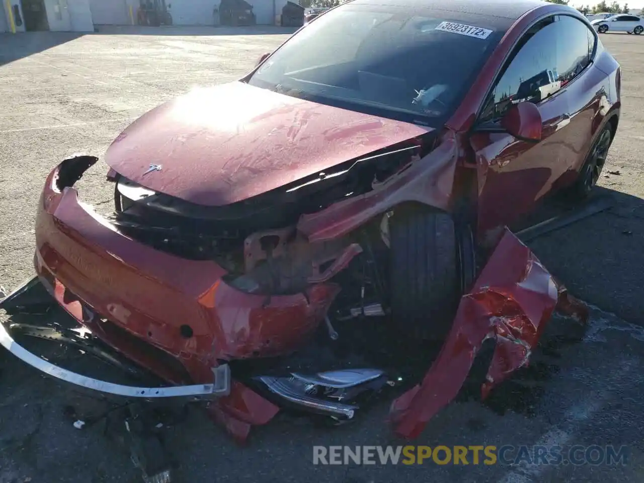 2 Photograph of a damaged car 5YJYGDEE3LF055381 TESLA MODEL Y 2020