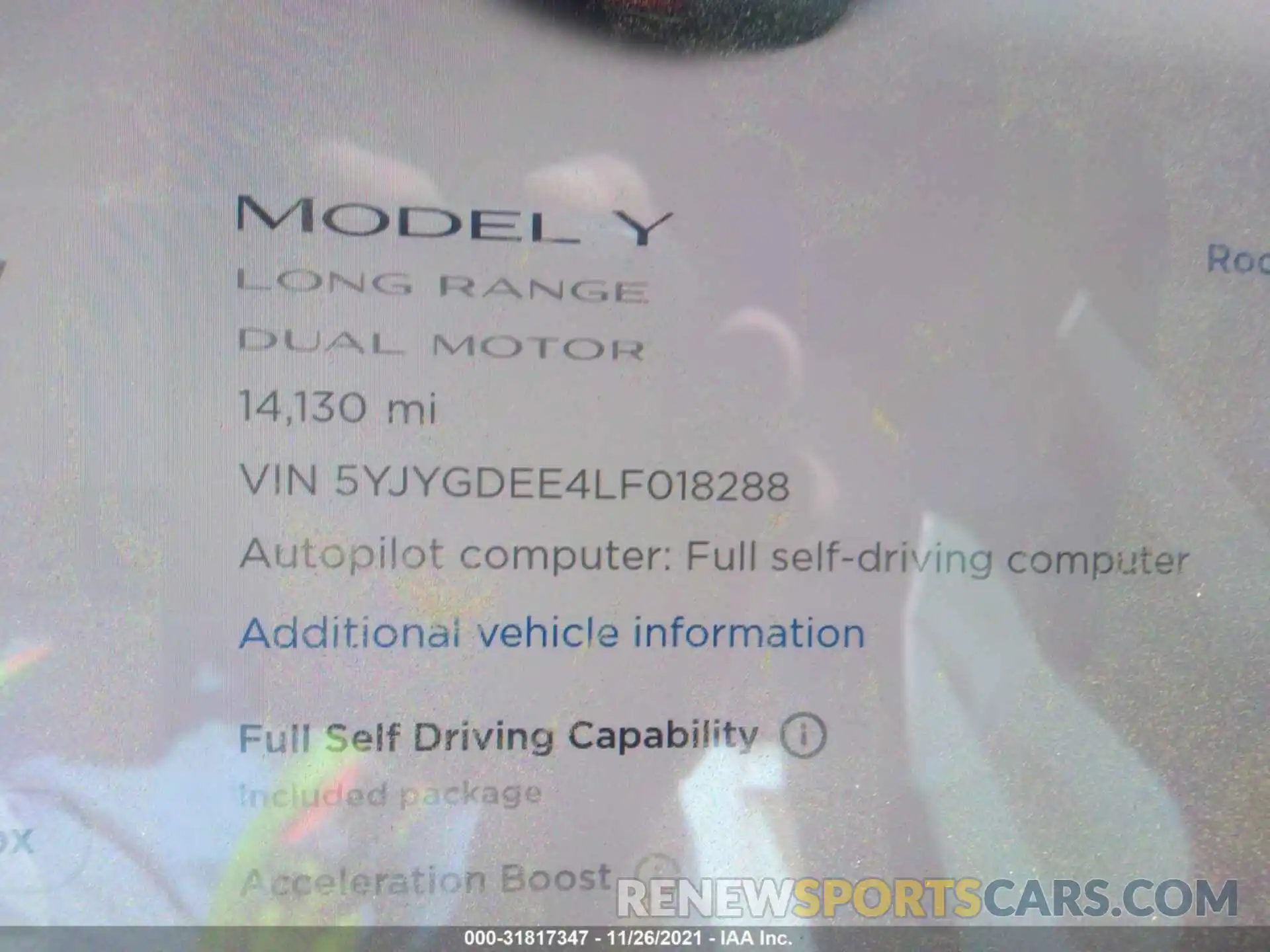 7 Photograph of a damaged car 5YJYGDEE4LF018288 TESLA MODEL Y 2020