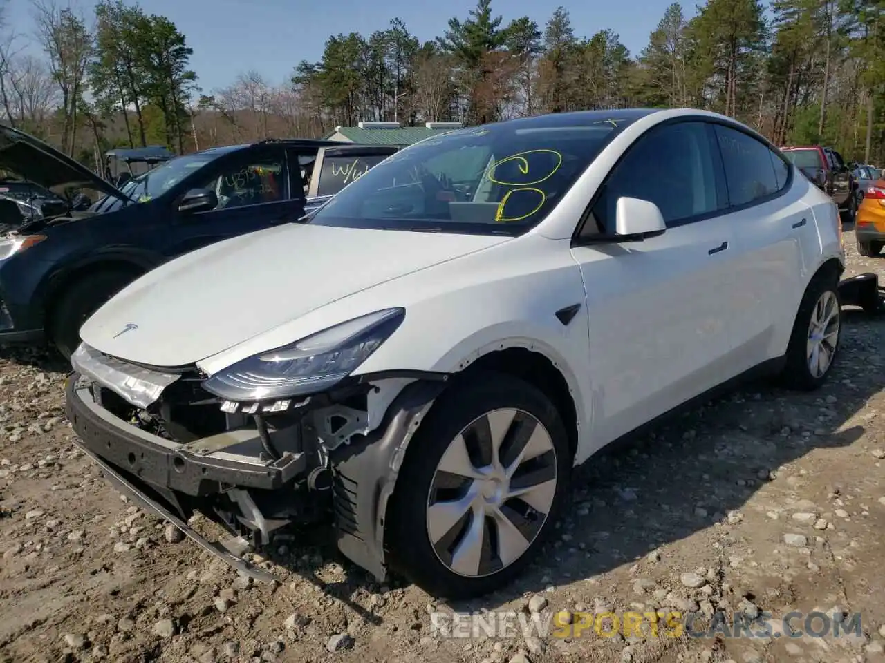 2 Photograph of a damaged car 5YJYGDEE4LF037021 TESLA MODEL Y 2020