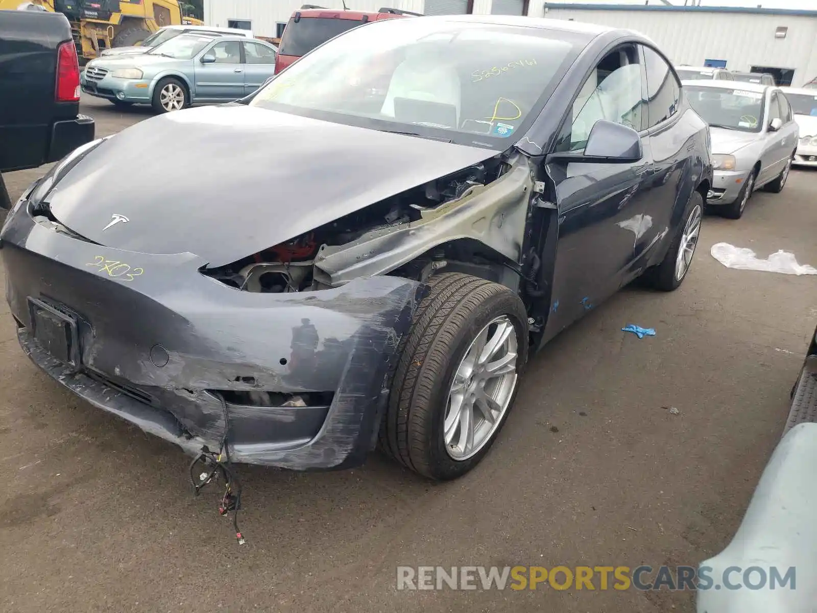 2 Photograph of a damaged car 5YJYGDEE4LF040923 TESLA MODEL Y 2020