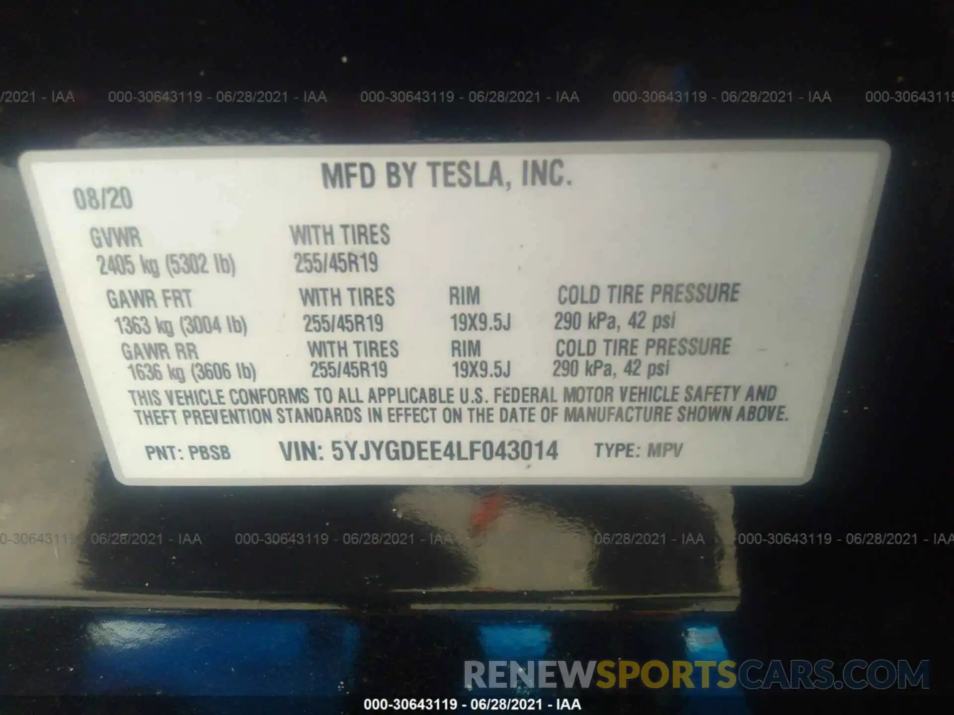 9 Photograph of a damaged car 5YJYGDEE4LF043014 TESLA MODEL Y 2020