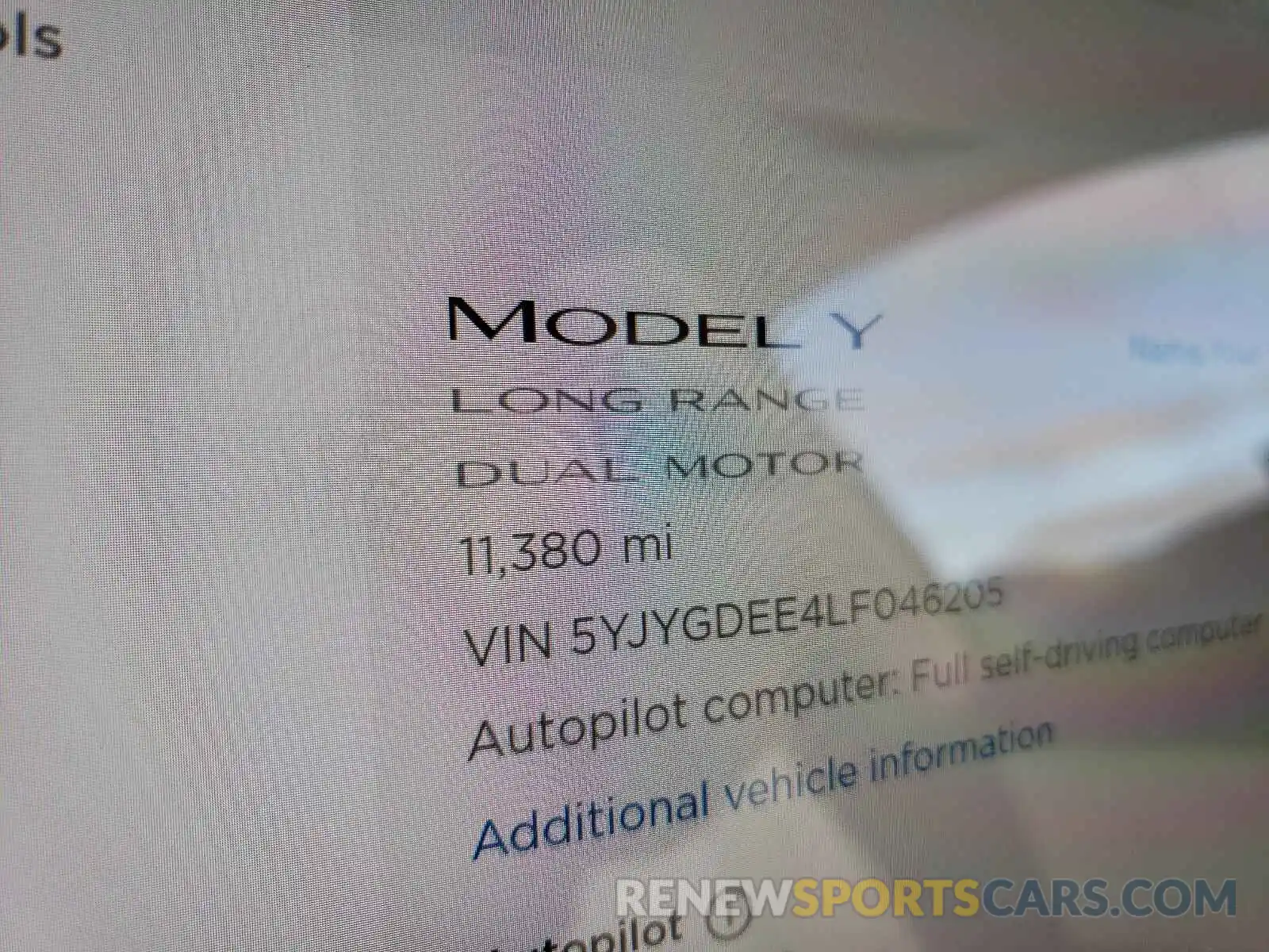 8 Photograph of a damaged car 5YJYGDEE4LF046205 TESLA MODEL Y 2020