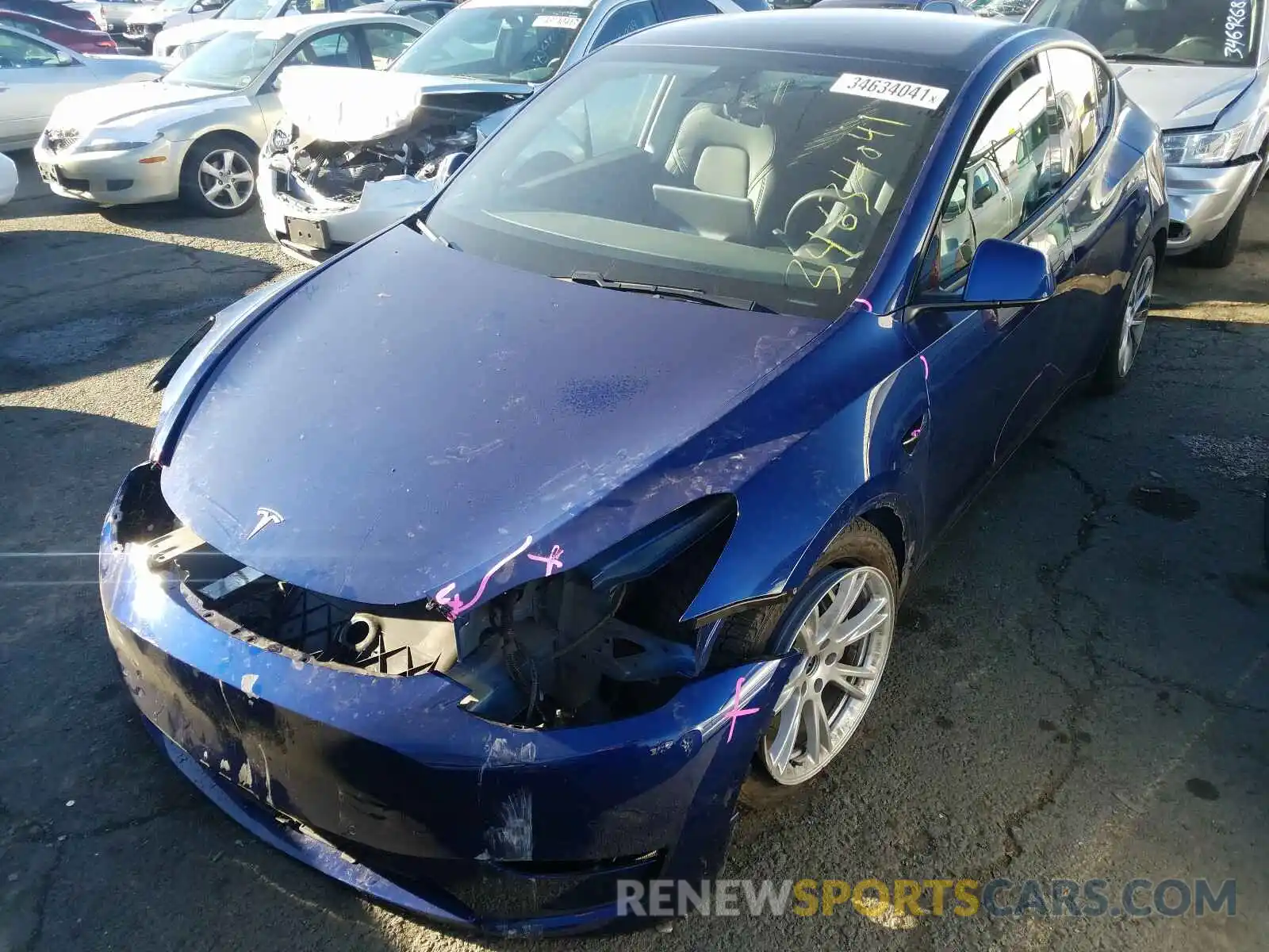 2 Photograph of a damaged car 5YJYGDEE4LF059049 TESLA MODEL Y 2020