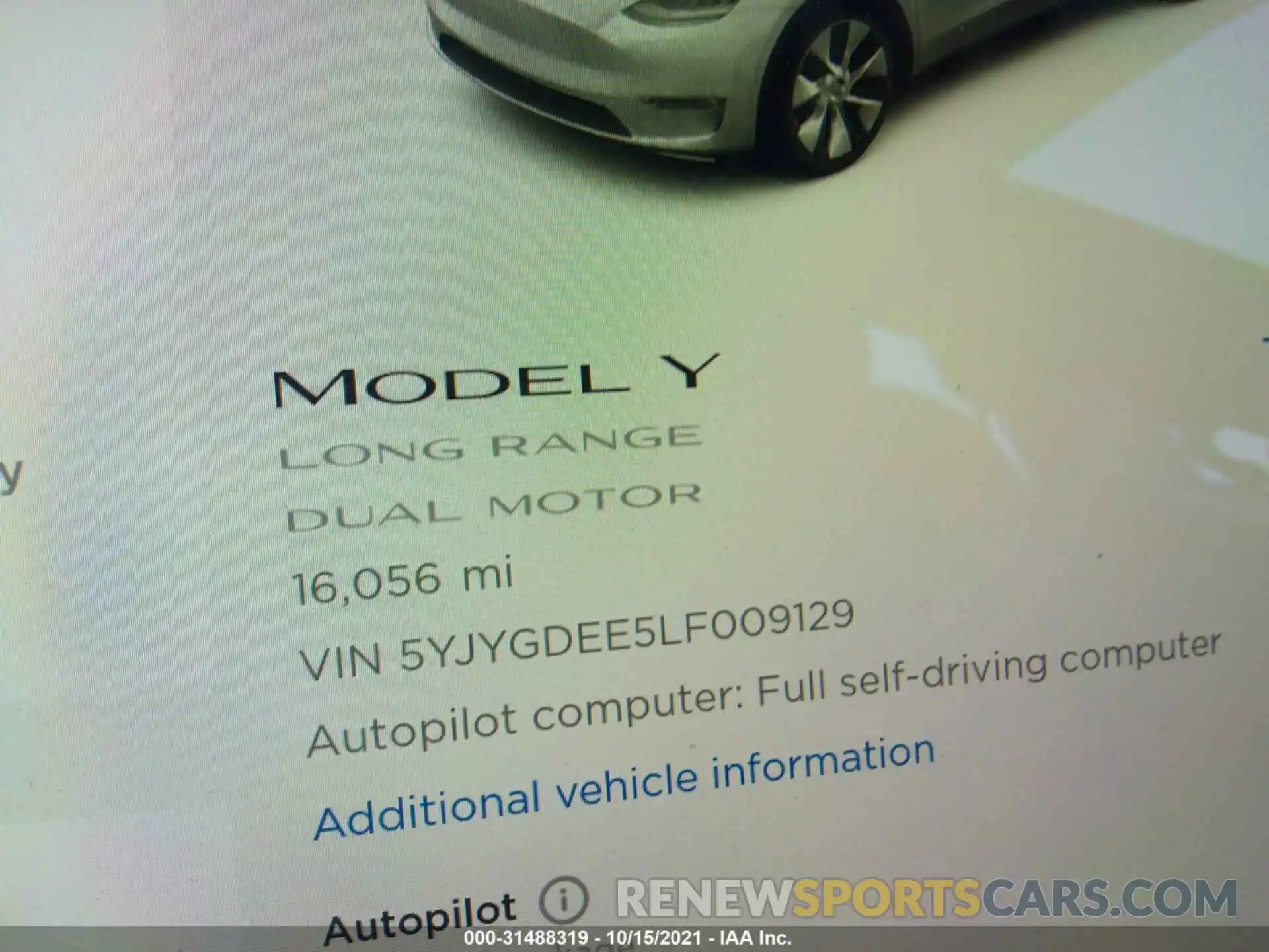 7 Photograph of a damaged car 5YJYGDEE5LF009129 TESLA MODEL Y 2020