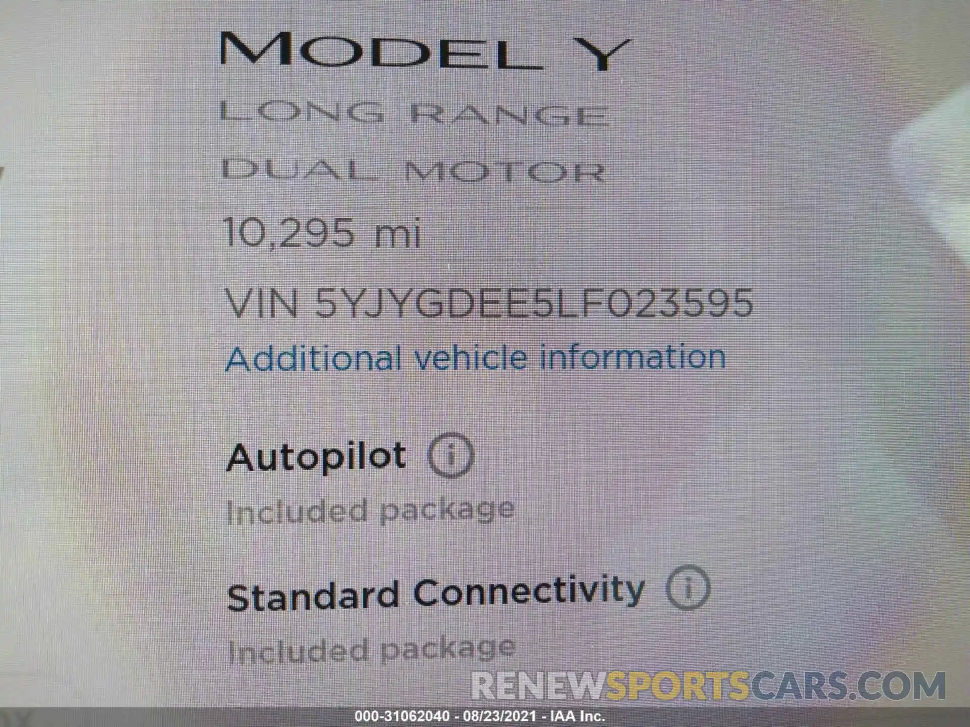 9 Photograph of a damaged car 5YJYGDEE5LF023595 TESLA MODEL Y 2020