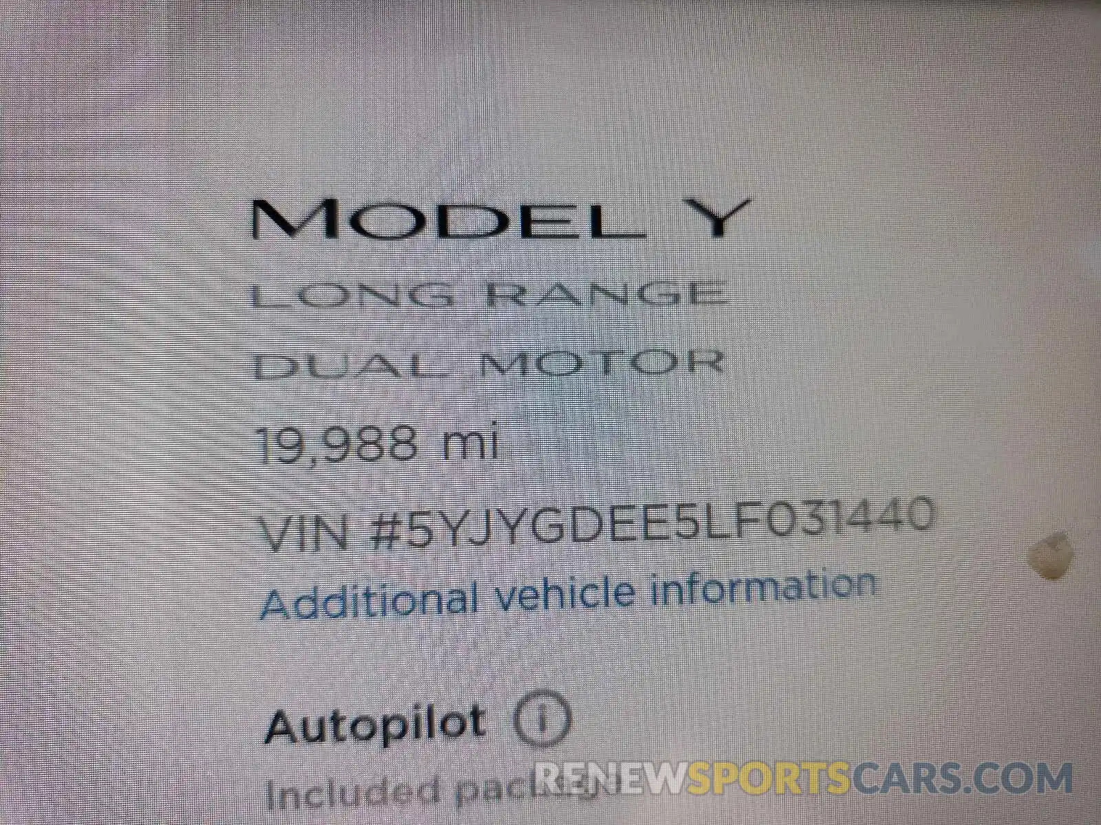 8 Фотография поврежденного автомобиля 5YJYGDEE5LF031440 TESLA MODEL Y 2020