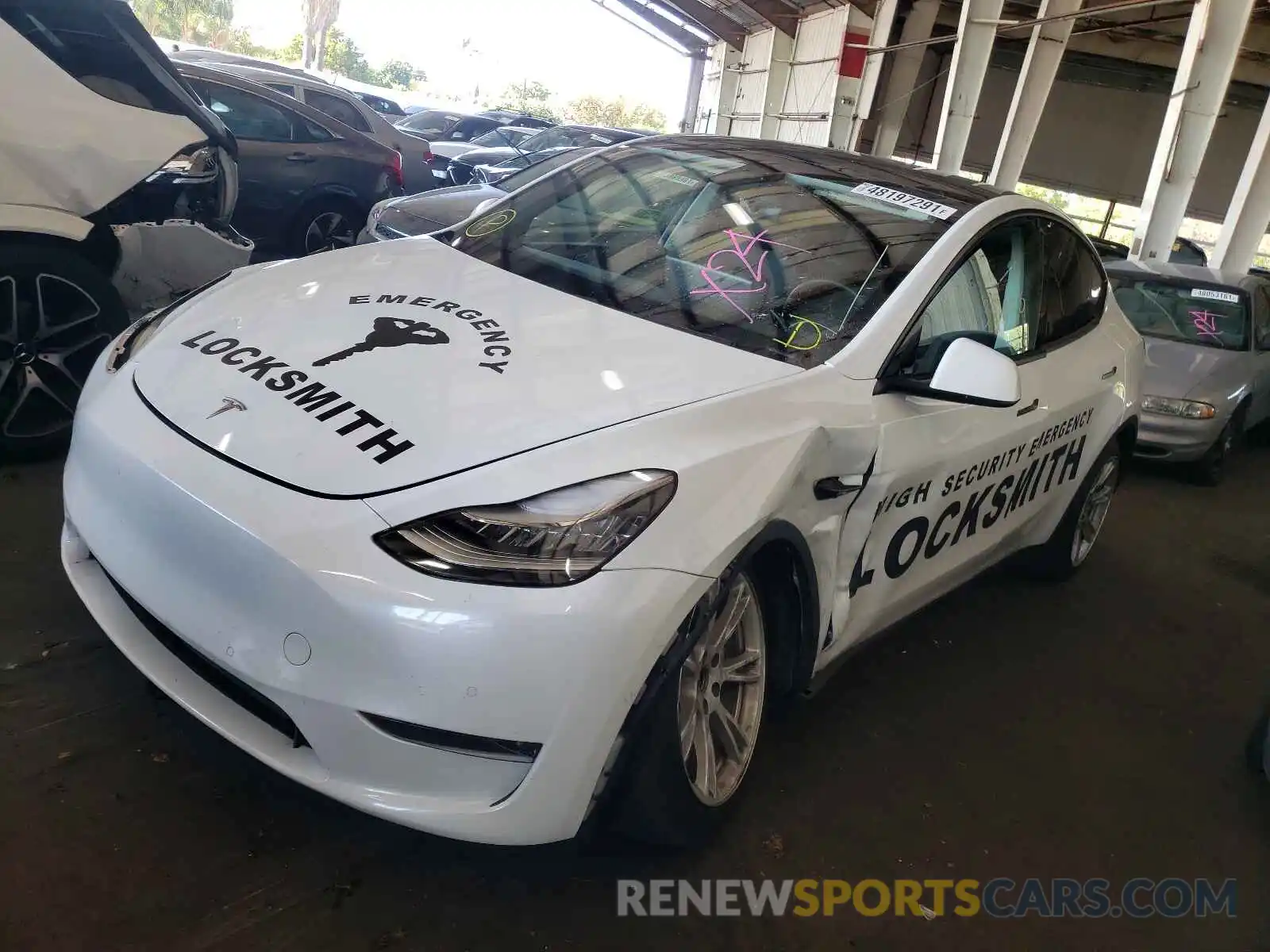 2 Photograph of a damaged car 5YJYGDEE5LF036959 TESLA MODEL Y 2020