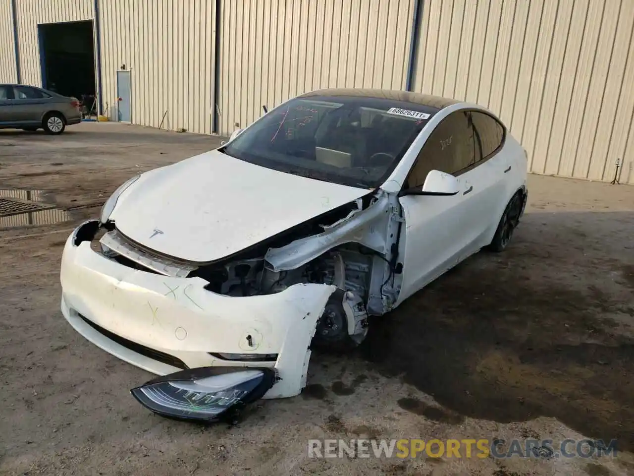 2 Photograph of a damaged car 5YJYGDEE5LF037349 TESLA MODEL Y 2020