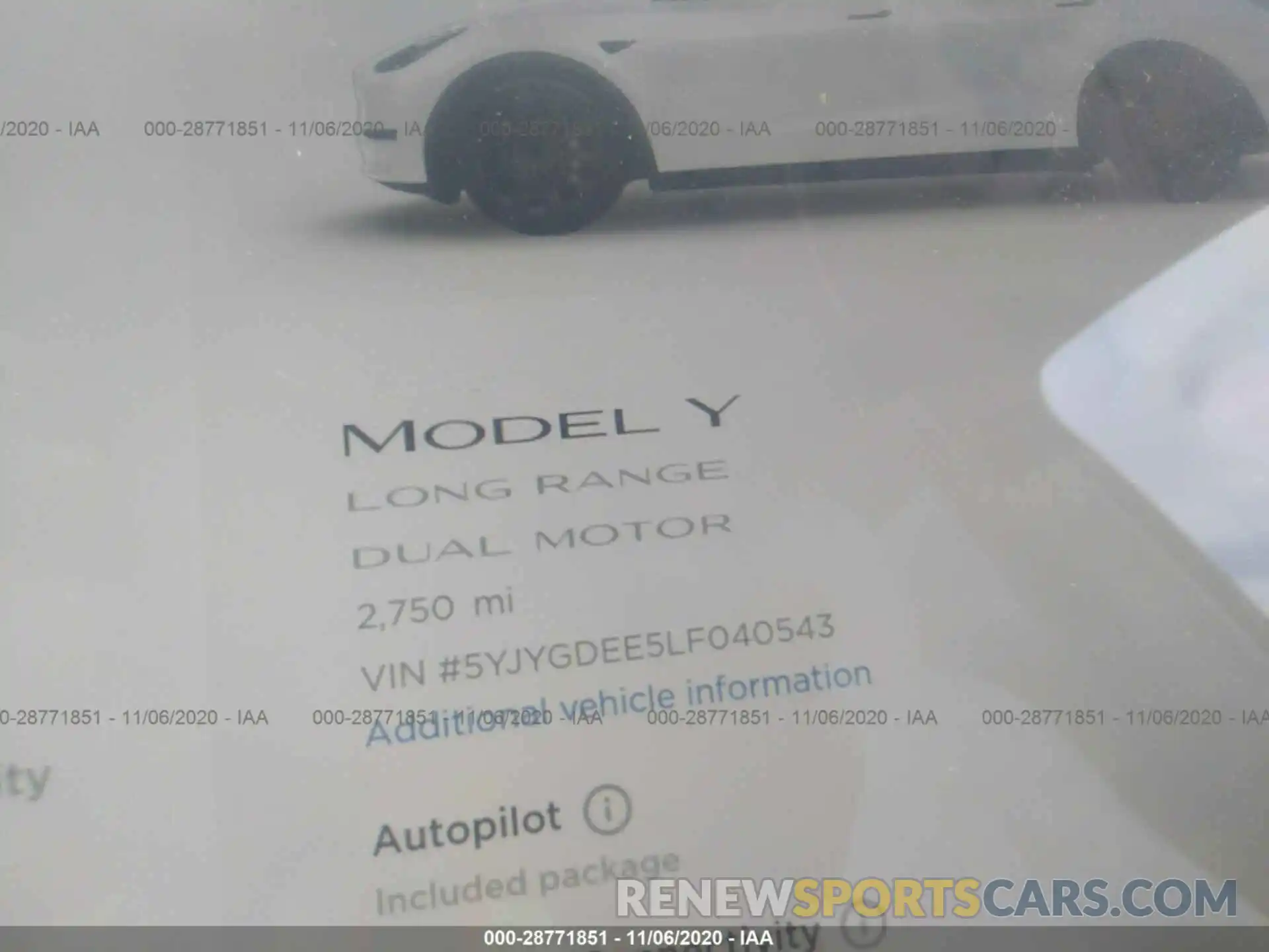 7 Photograph of a damaged car 5YJYGDEE5LF040543 TESLA MODEL Y 2020