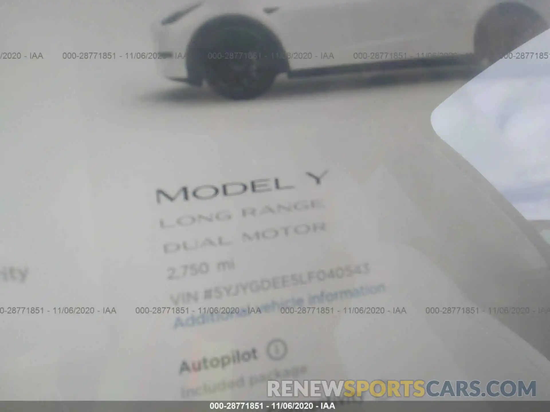 9 Photograph of a damaged car 5YJYGDEE5LF040543 TESLA MODEL Y 2020