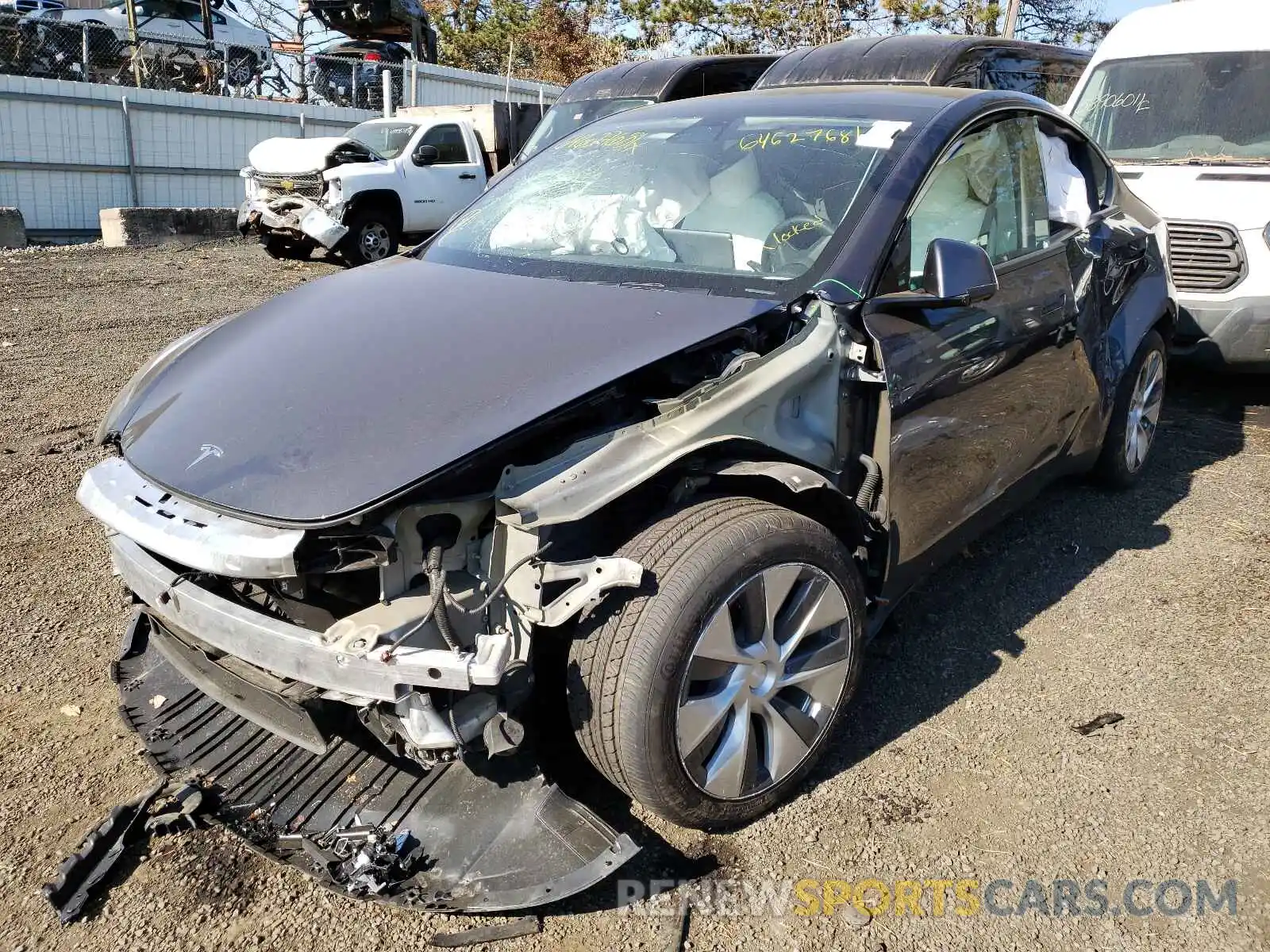 2 Photograph of a damaged car 5YJYGDEE5LF046617 TESLA MODEL Y 2020