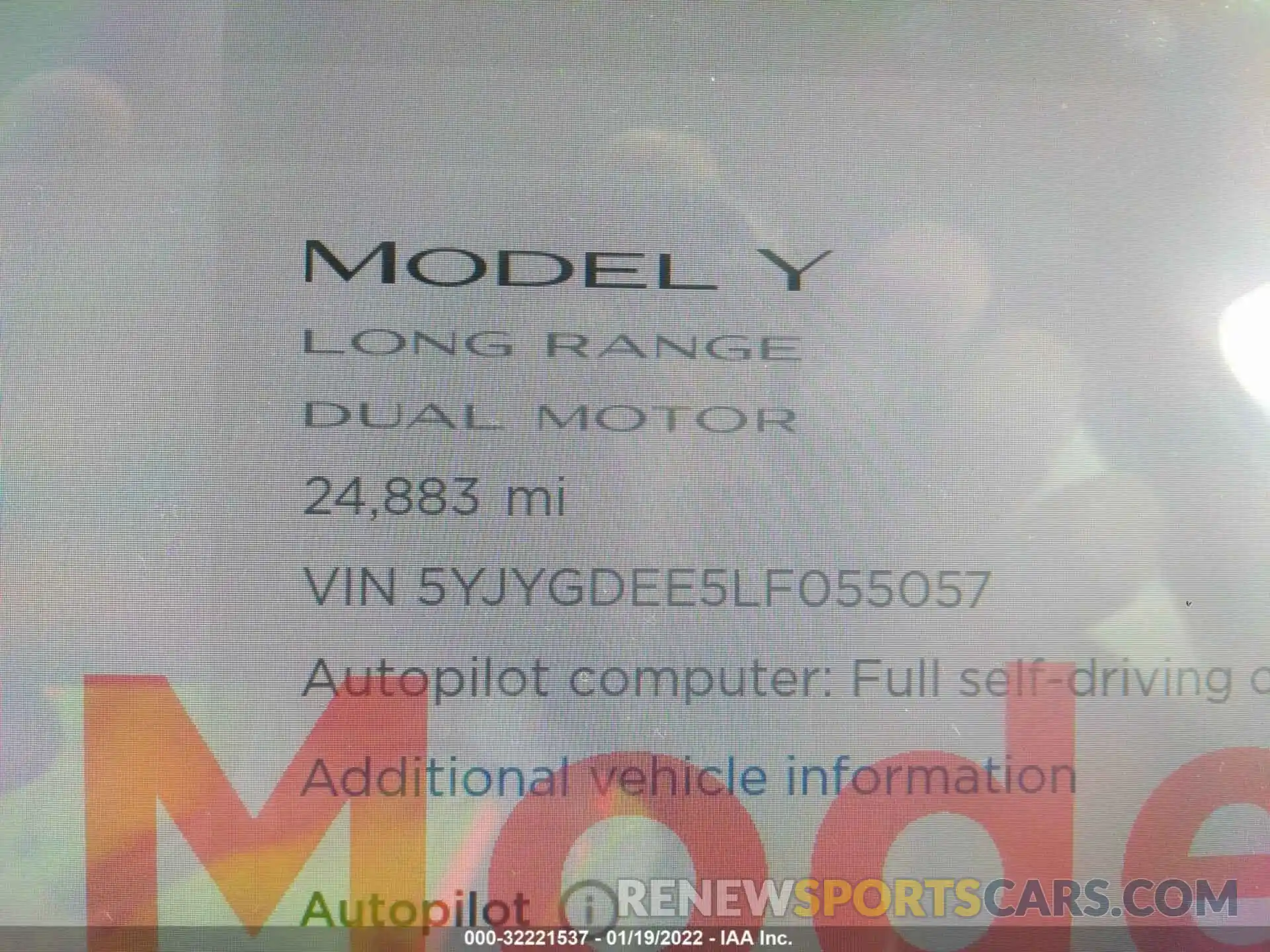 7 Photograph of a damaged car 5YJYGDEE5LF055057 TESLA MODEL Y 2020