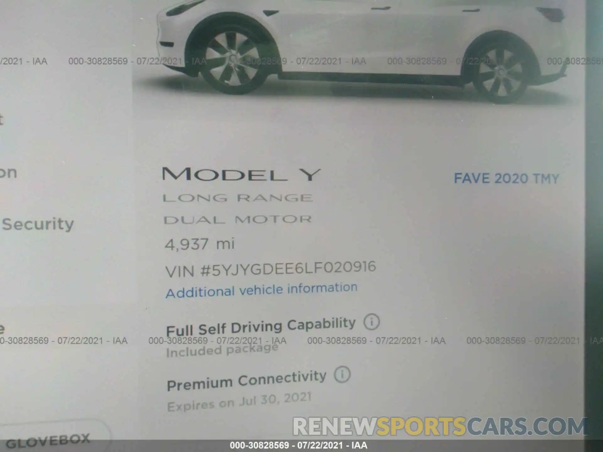 7 Фотография поврежденного автомобиля 5YJYGDEE6LF020916 TESLA MODEL Y 2020