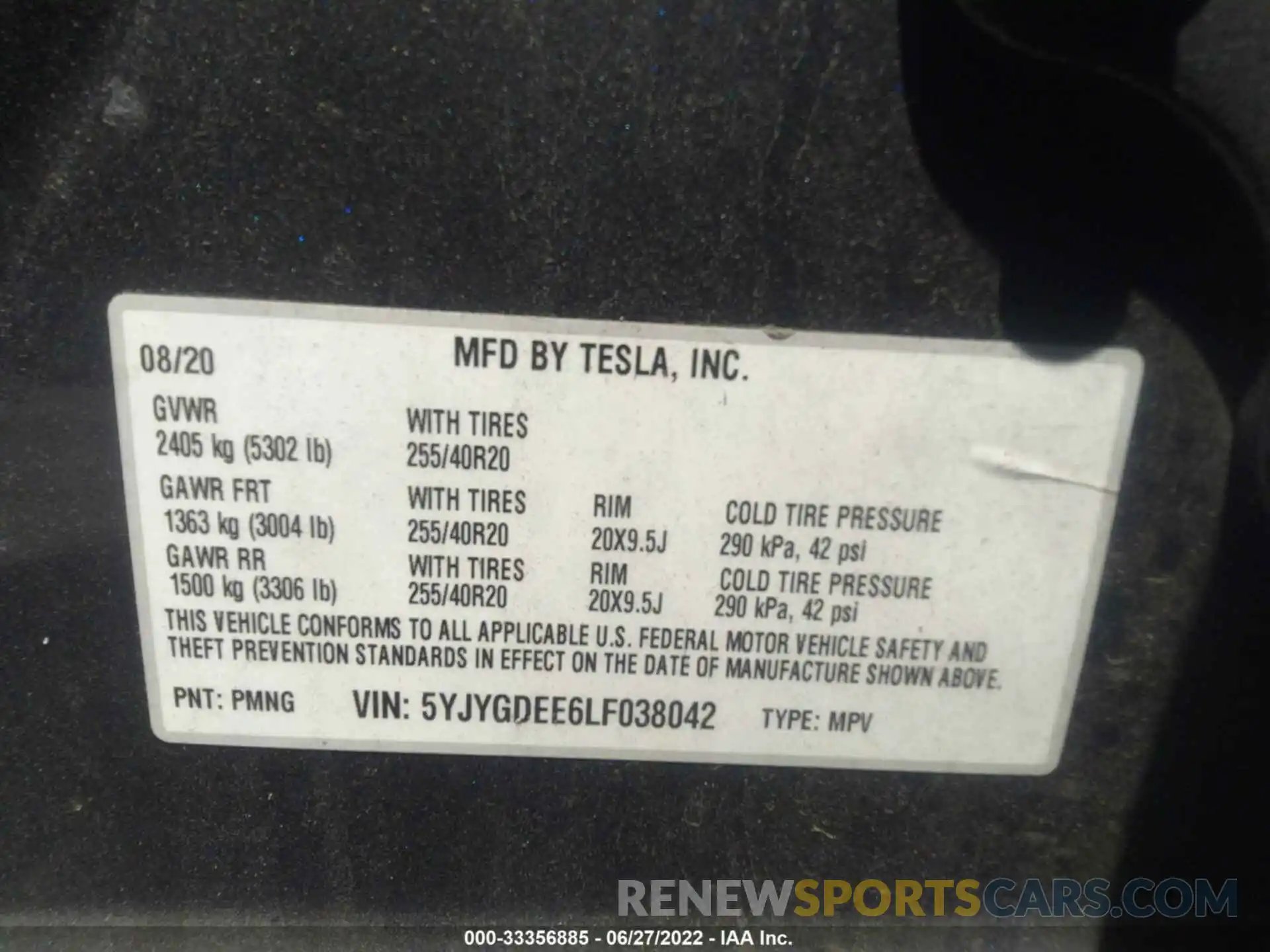 9 Photograph of a damaged car 5YJYGDEE6LF038042 TESLA MODEL Y 2020