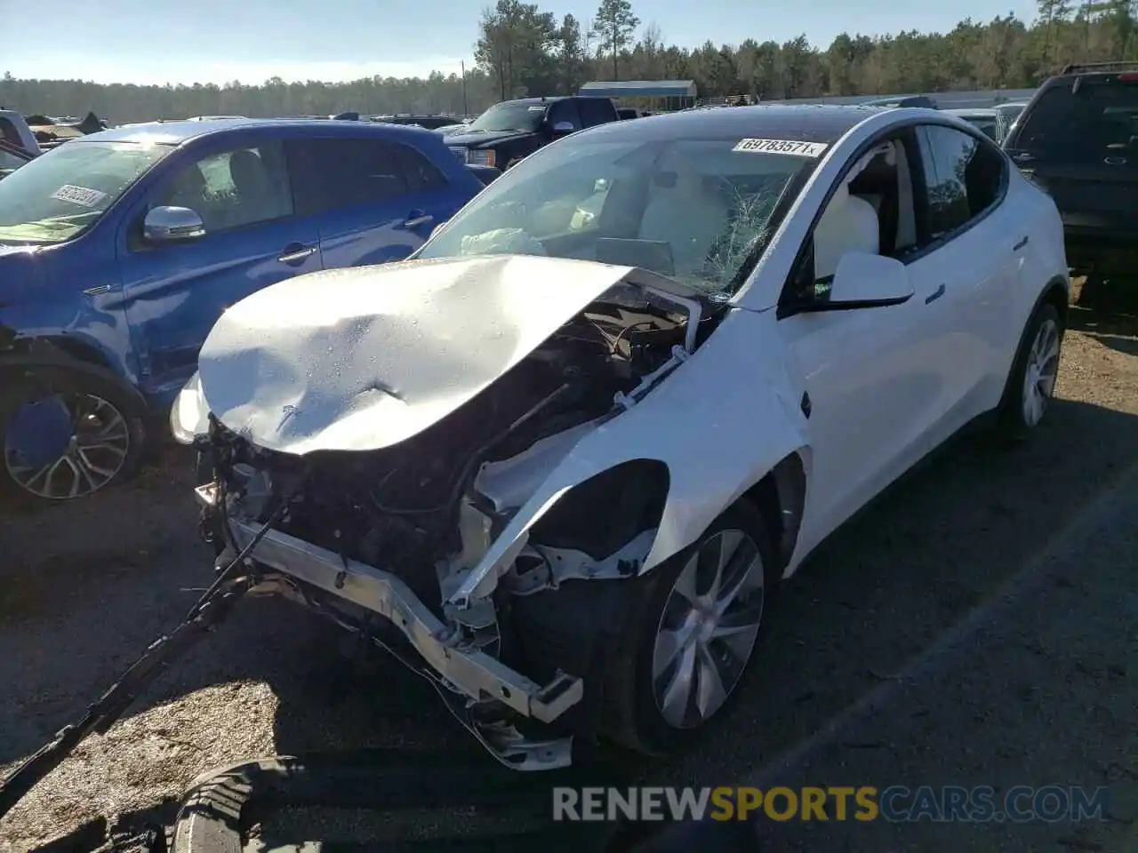 2 Photograph of a damaged car 5YJYGDEE6LF039613 TESLA MODEL Y 2020