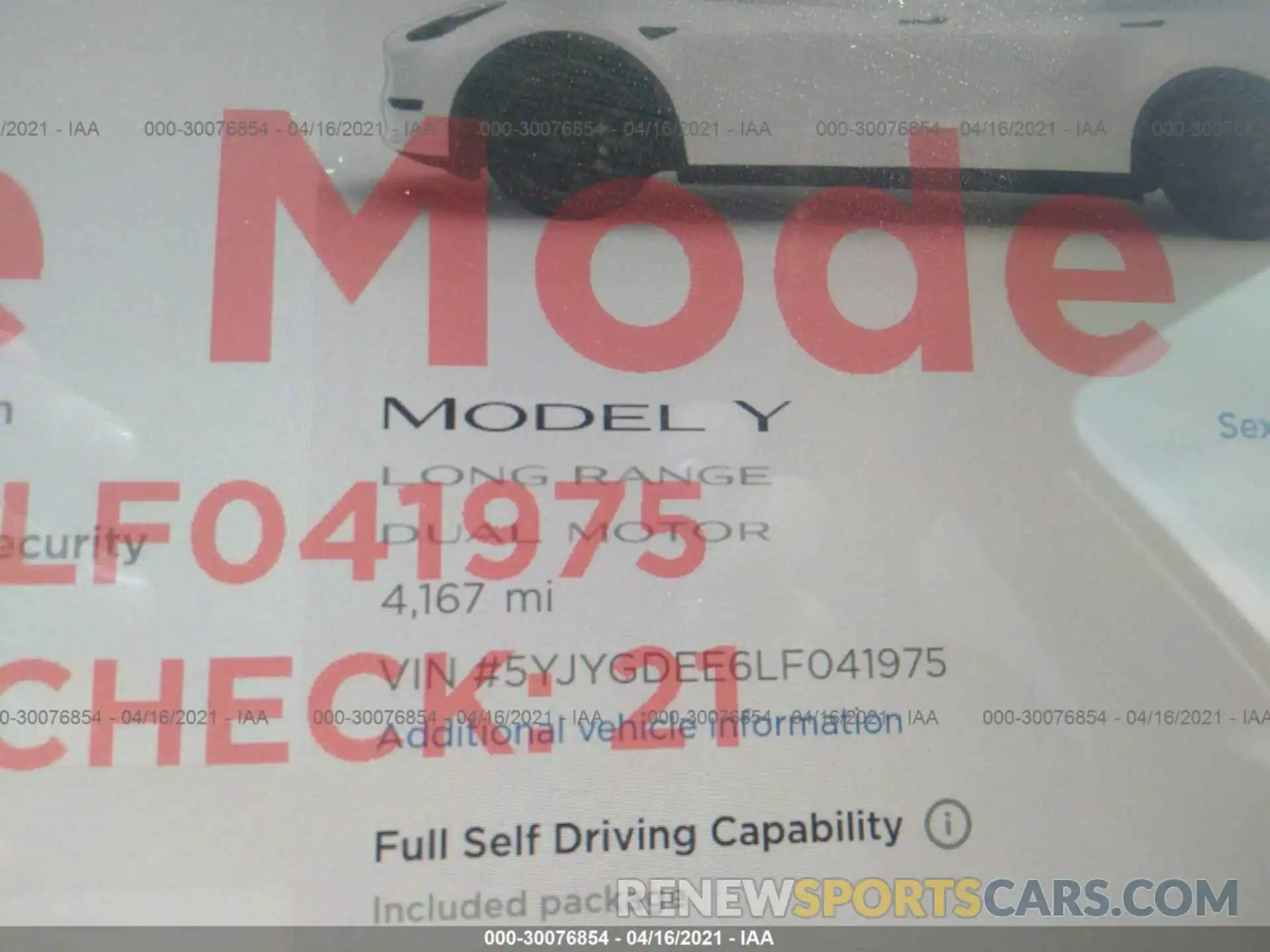 7 Photograph of a damaged car 5YJYGDEE6LF041975 TESLA MODEL Y 2020