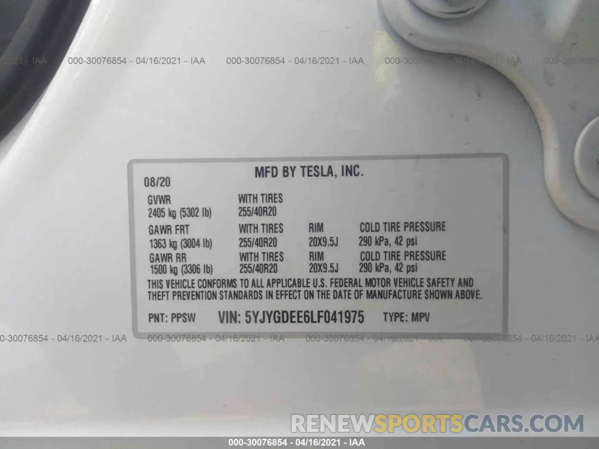 9 Photograph of a damaged car 5YJYGDEE6LF041975 TESLA MODEL Y 2020