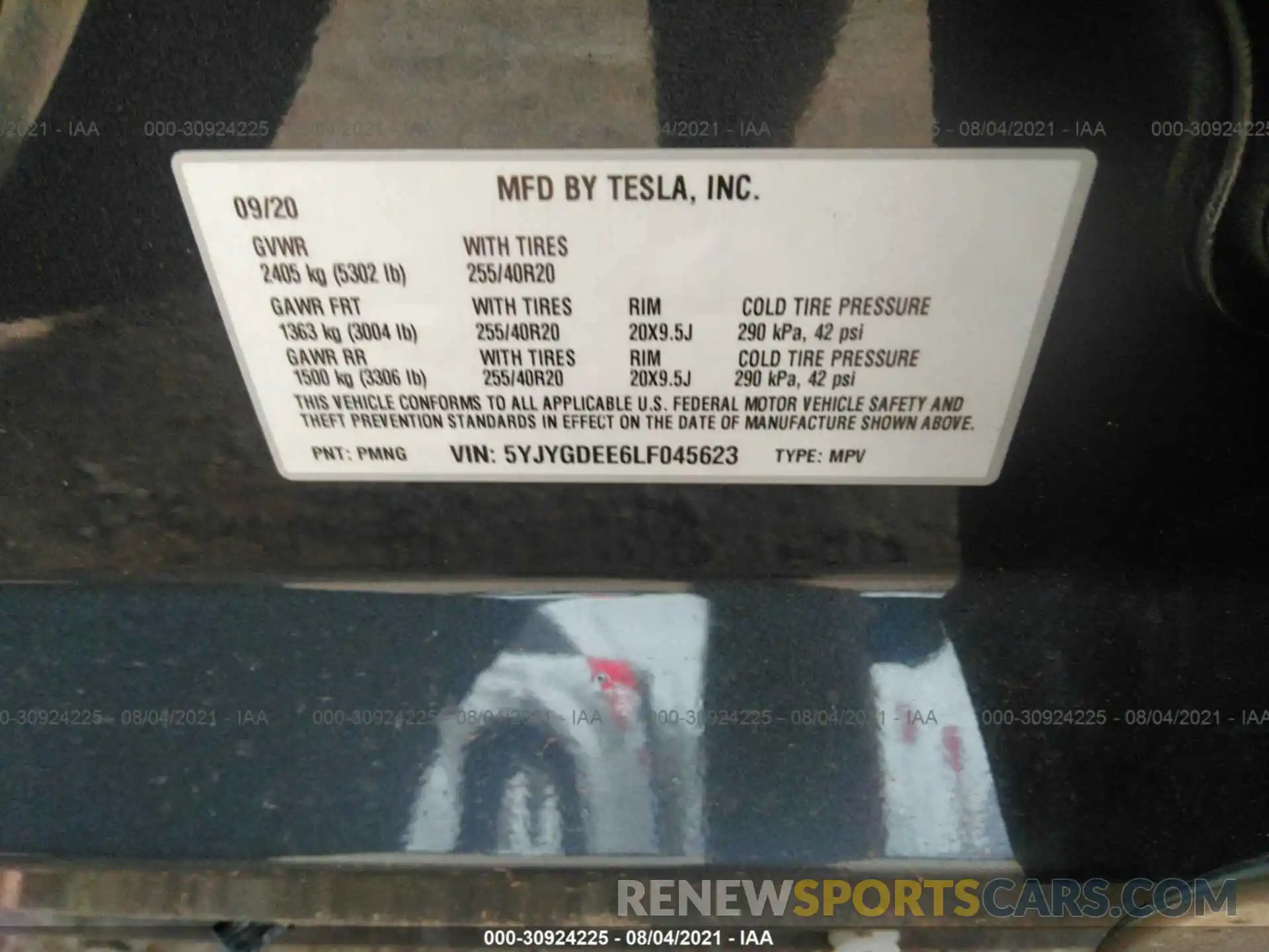 9 Фотография поврежденного автомобиля 5YJYGDEE6LF045623 TESLA MODEL Y 2020