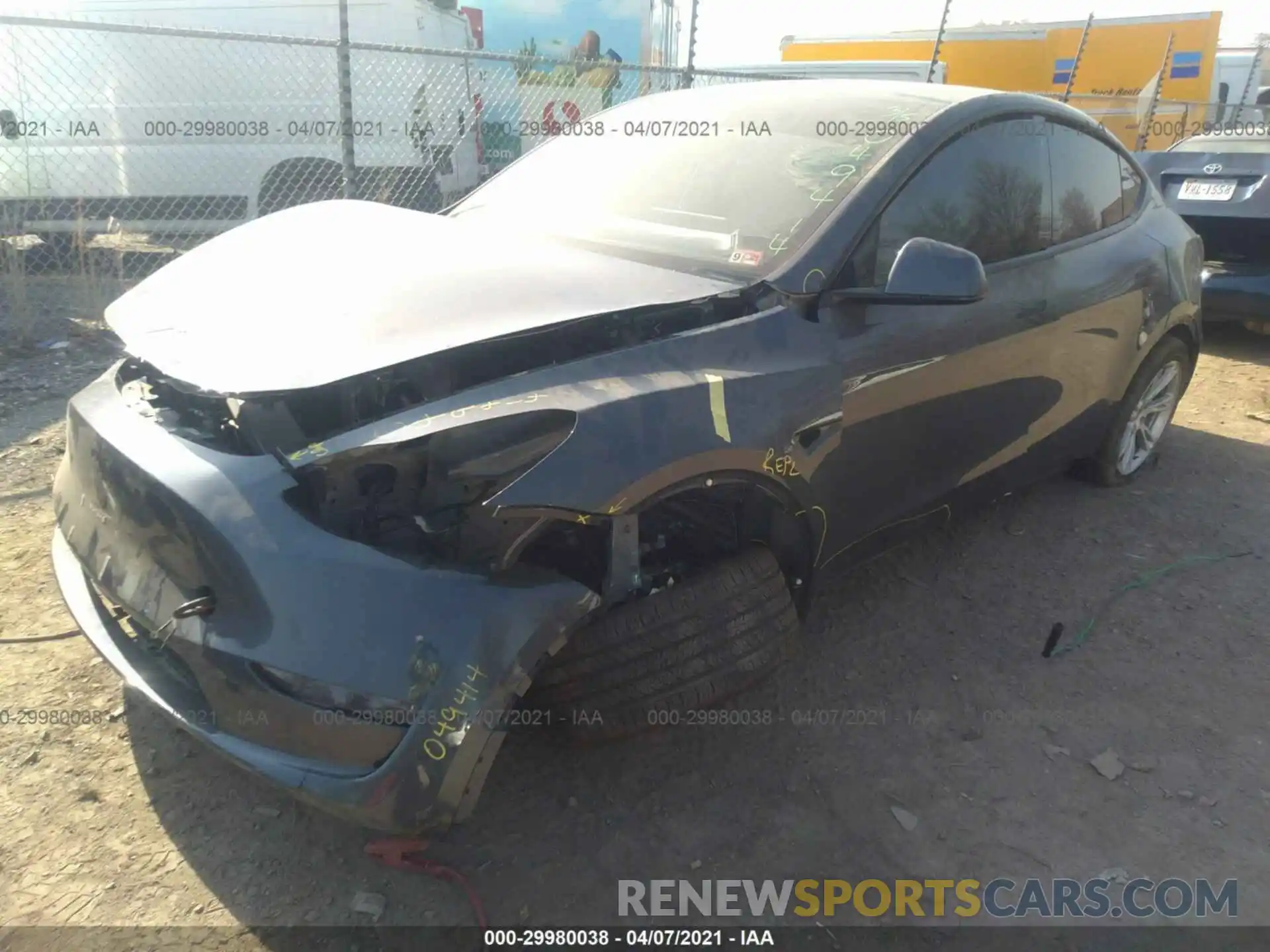 2 Photograph of a damaged car 5YJYGDEE6LF049414 TESLA MODEL Y 2020