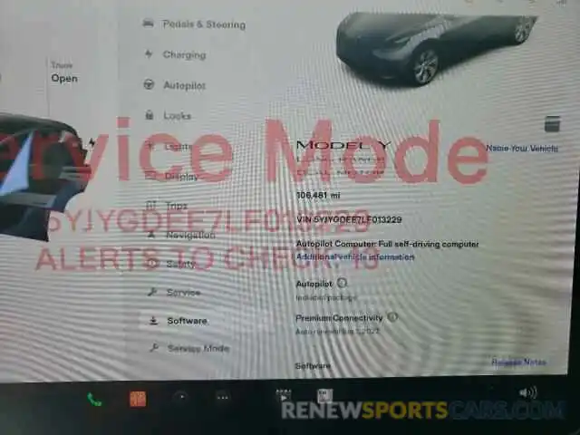 8 Фотография поврежденного автомобиля 5YJYGDEE7LF013229 TESLA MODEL Y 2020