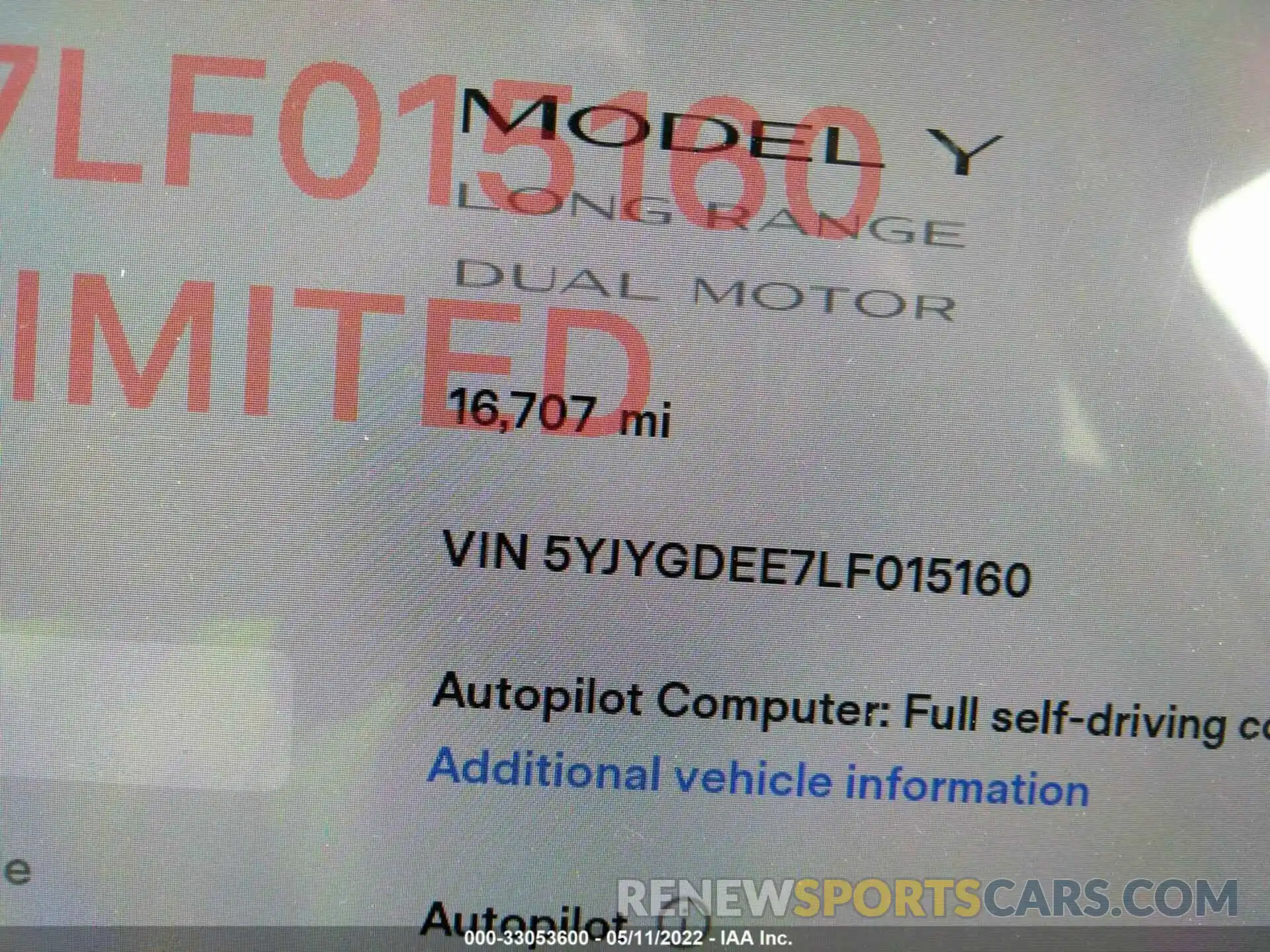 7 Фотография поврежденного автомобиля 5YJYGDEE7LF015160 TESLA MODEL Y 2020