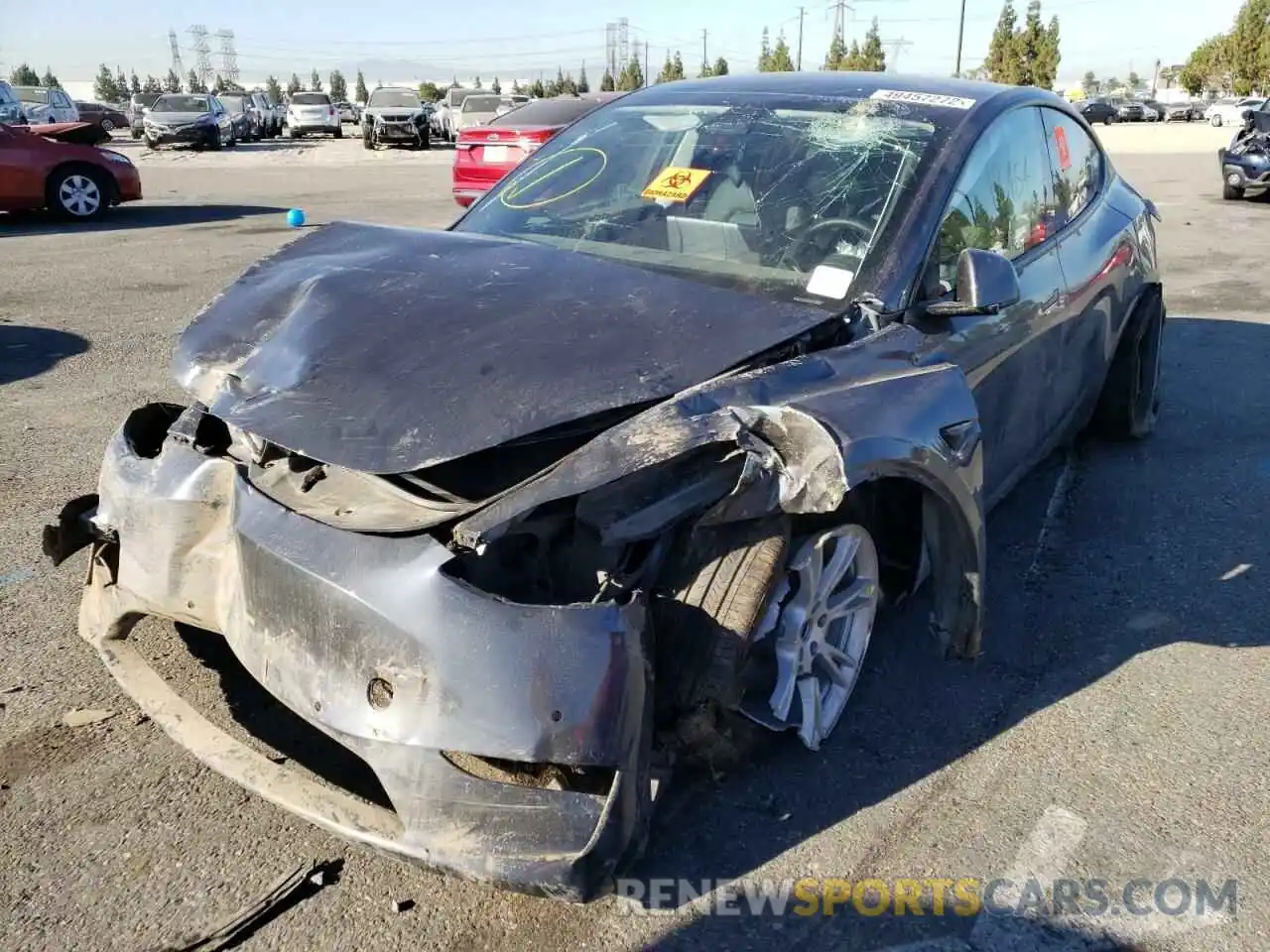 2 Photograph of a damaged car 5YJYGDEE7LF016521 TESLA MODEL Y 2020