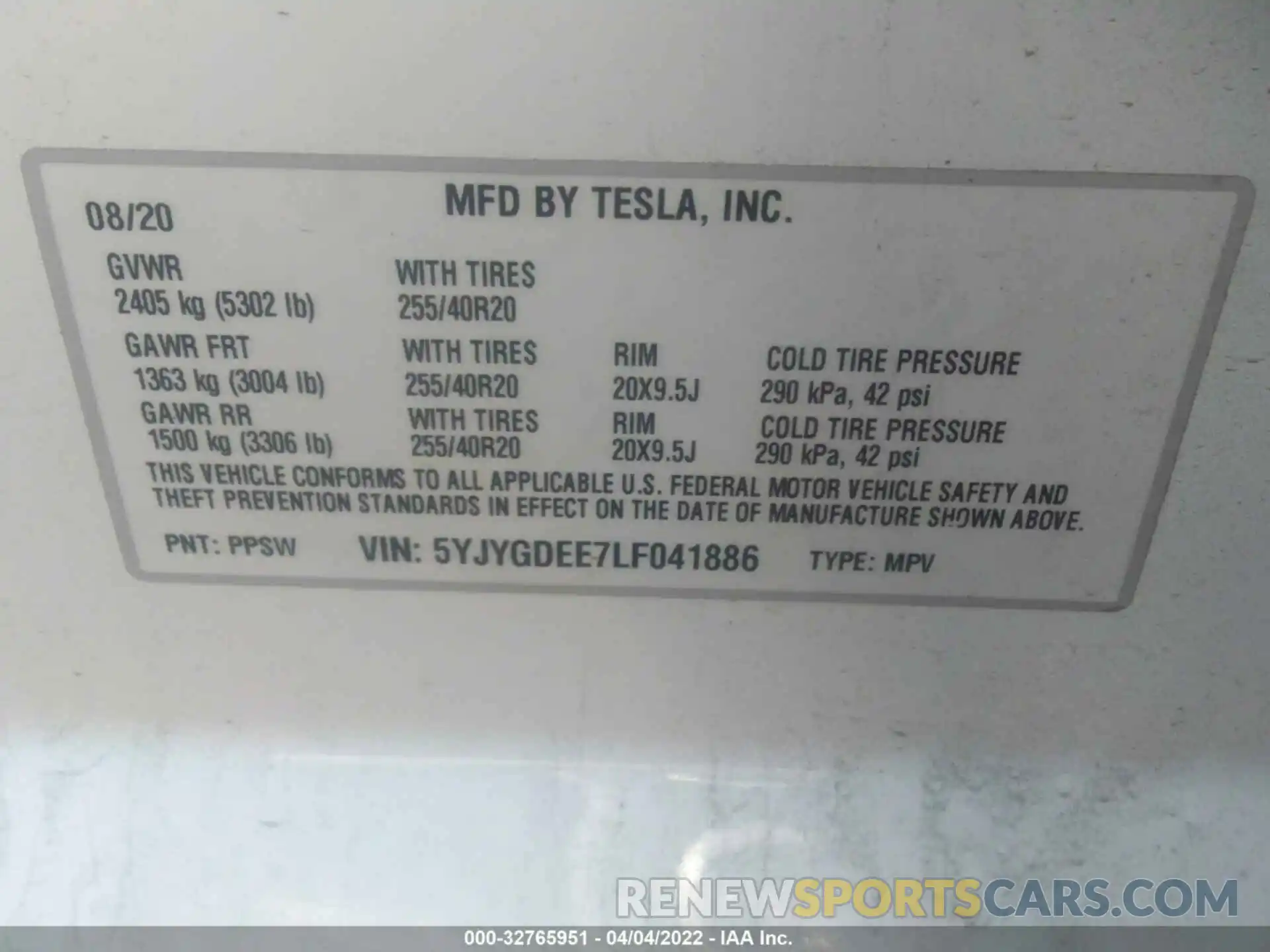 9 Photograph of a damaged car 5YJYGDEE7LF041886 TESLA MODEL Y 2020