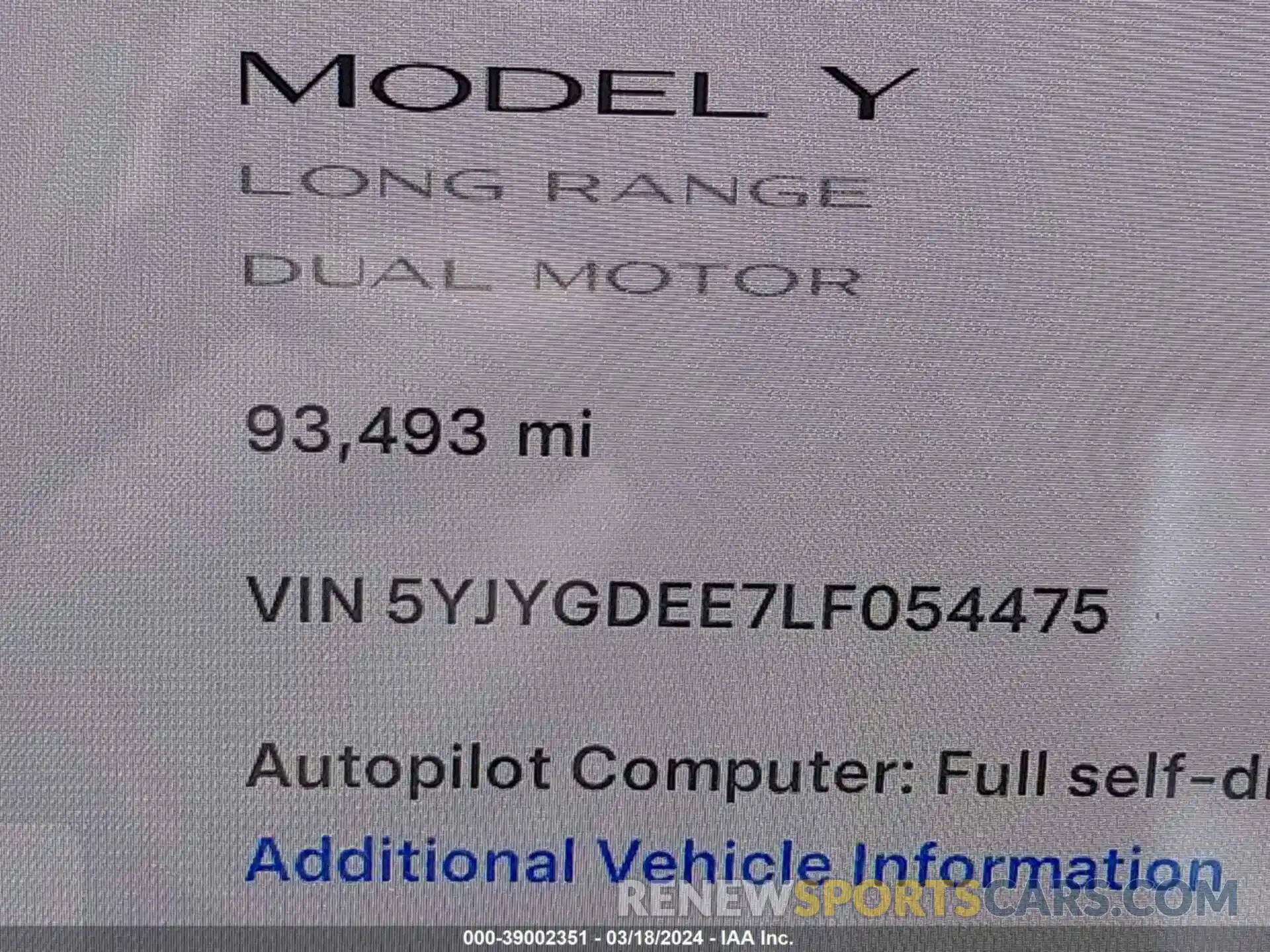 7 Фотография поврежденного автомобиля 5YJYGDEE7LF054475 TESLA MODEL Y 2020