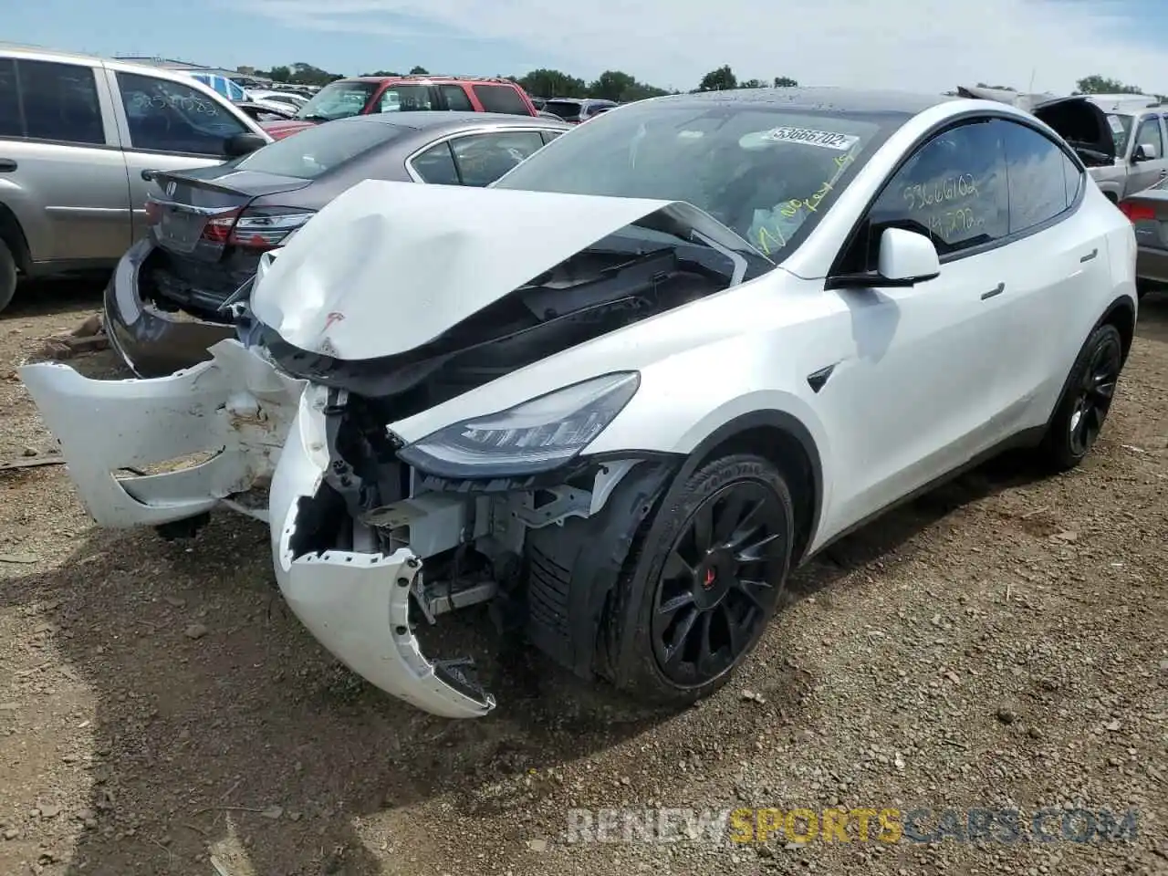 2 Photograph of a damaged car 5YJYGDEE8LF011909 TESLA MODEL Y 2020