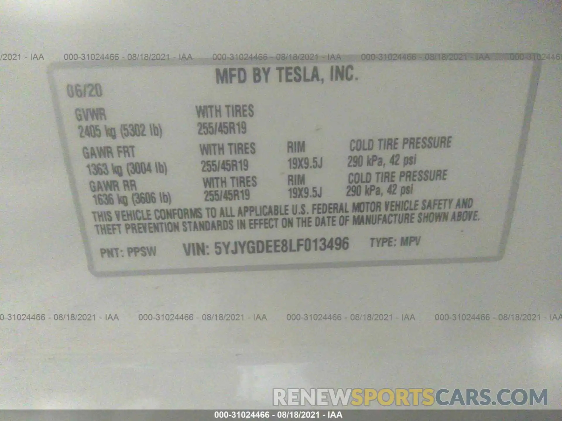 9 Photograph of a damaged car 5YJYGDEE8LF013496 TESLA MODEL Y 2020