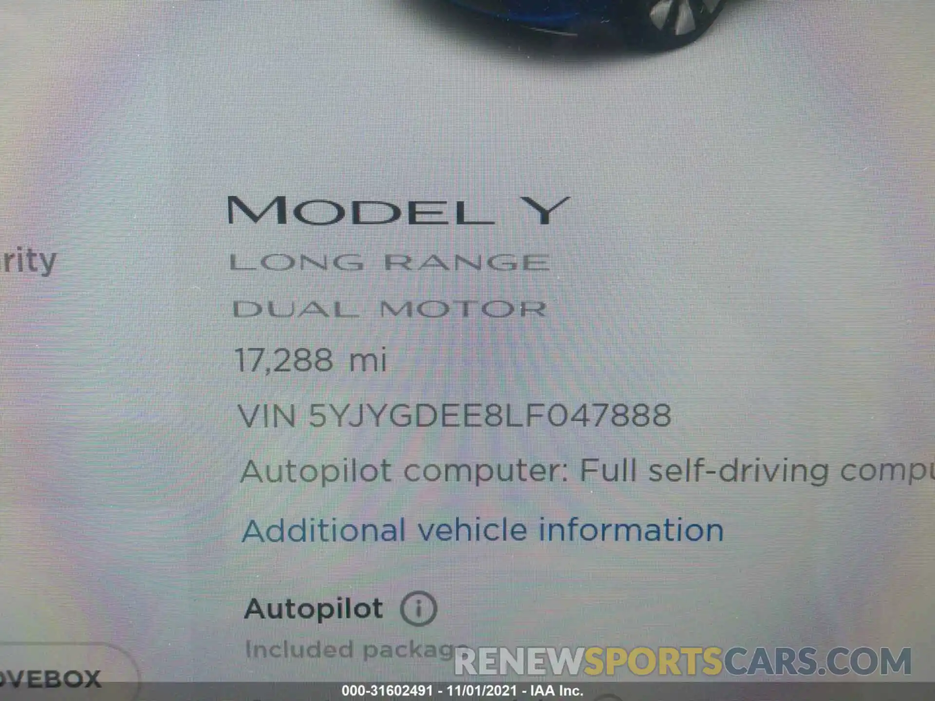 7 Фотография поврежденного автомобиля 5YJYGDEE8LF047888 TESLA MODEL Y 2020