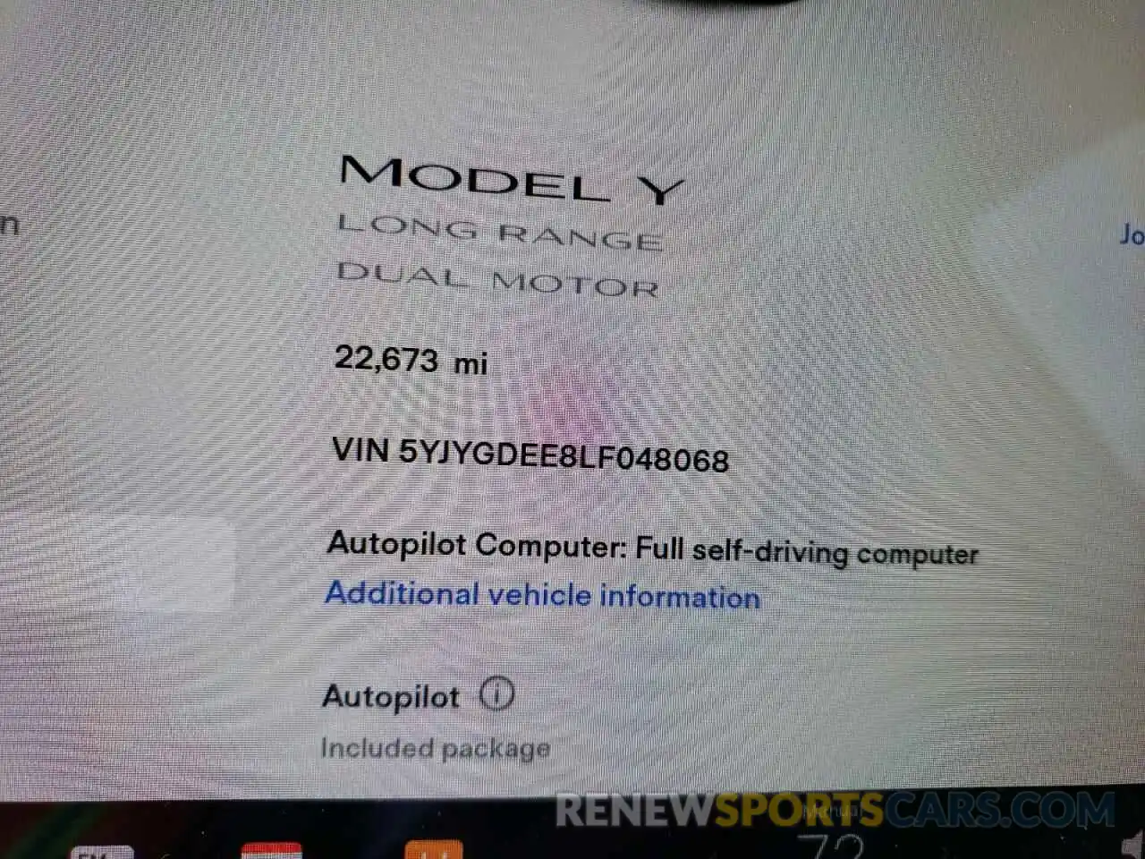 8 Фотография поврежденного автомобиля 5YJYGDEE8LF048068 TESLA MODEL Y 2020