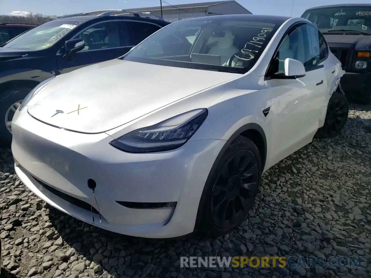 2 Photograph of a damaged car 5YJYGDEE8LF049219 TESLA MODEL Y 2020