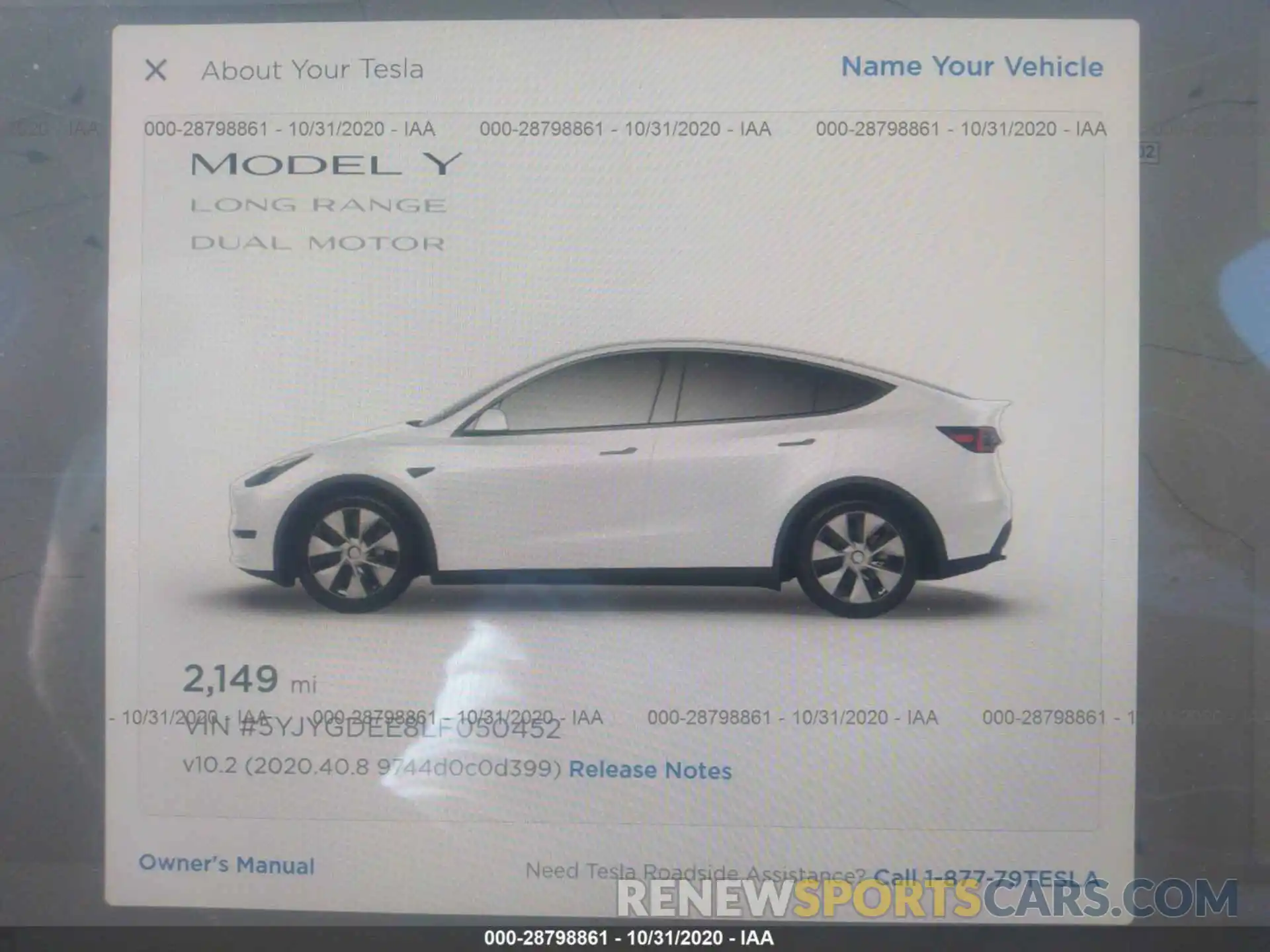 7 Фотография поврежденного автомобиля 5YJYGDEE8LF050452 TESLA MODEL Y 2020