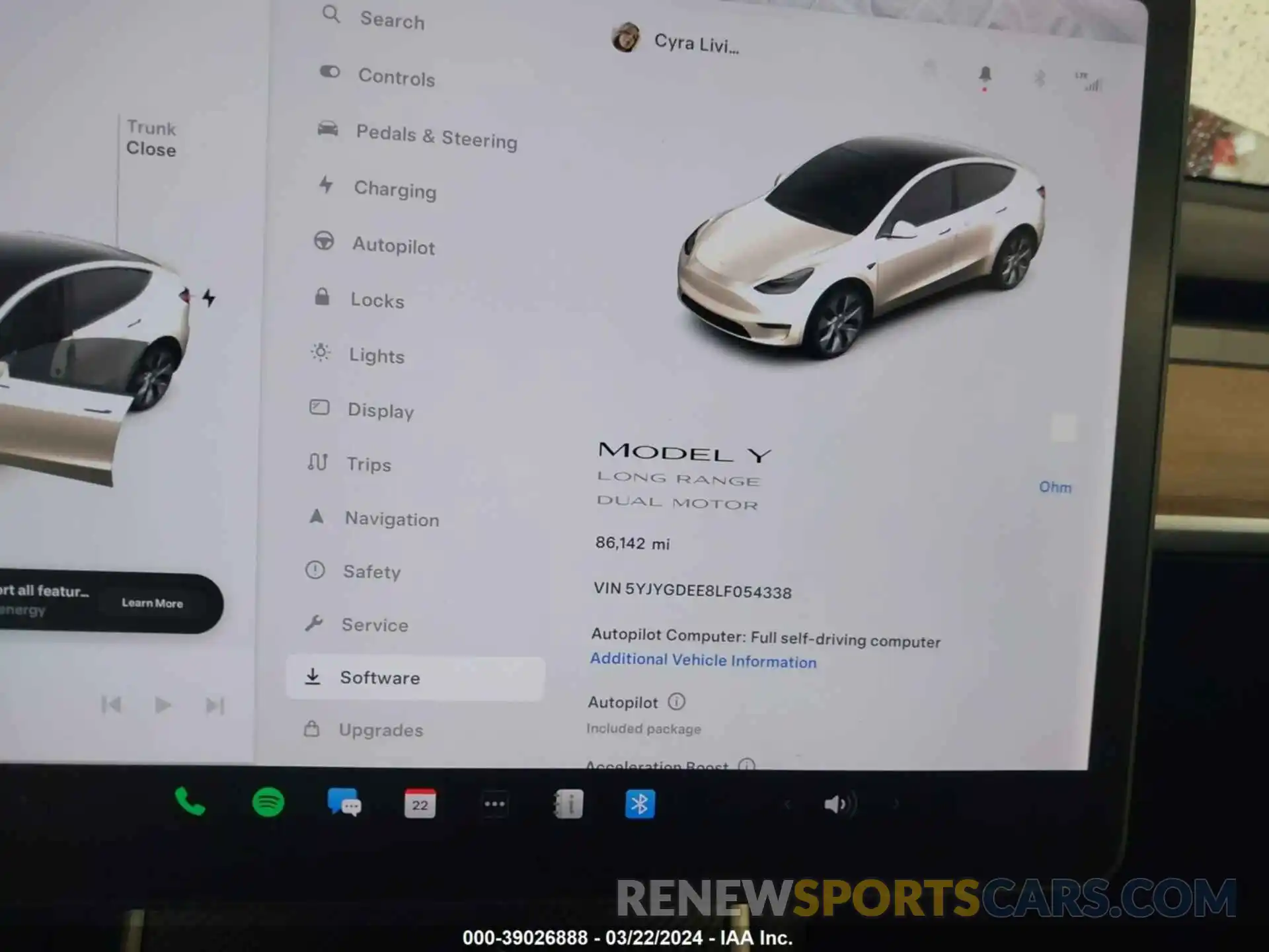 7 Photograph of a damaged car 5YJYGDEE8LF054338 TESLA MODEL Y 2020