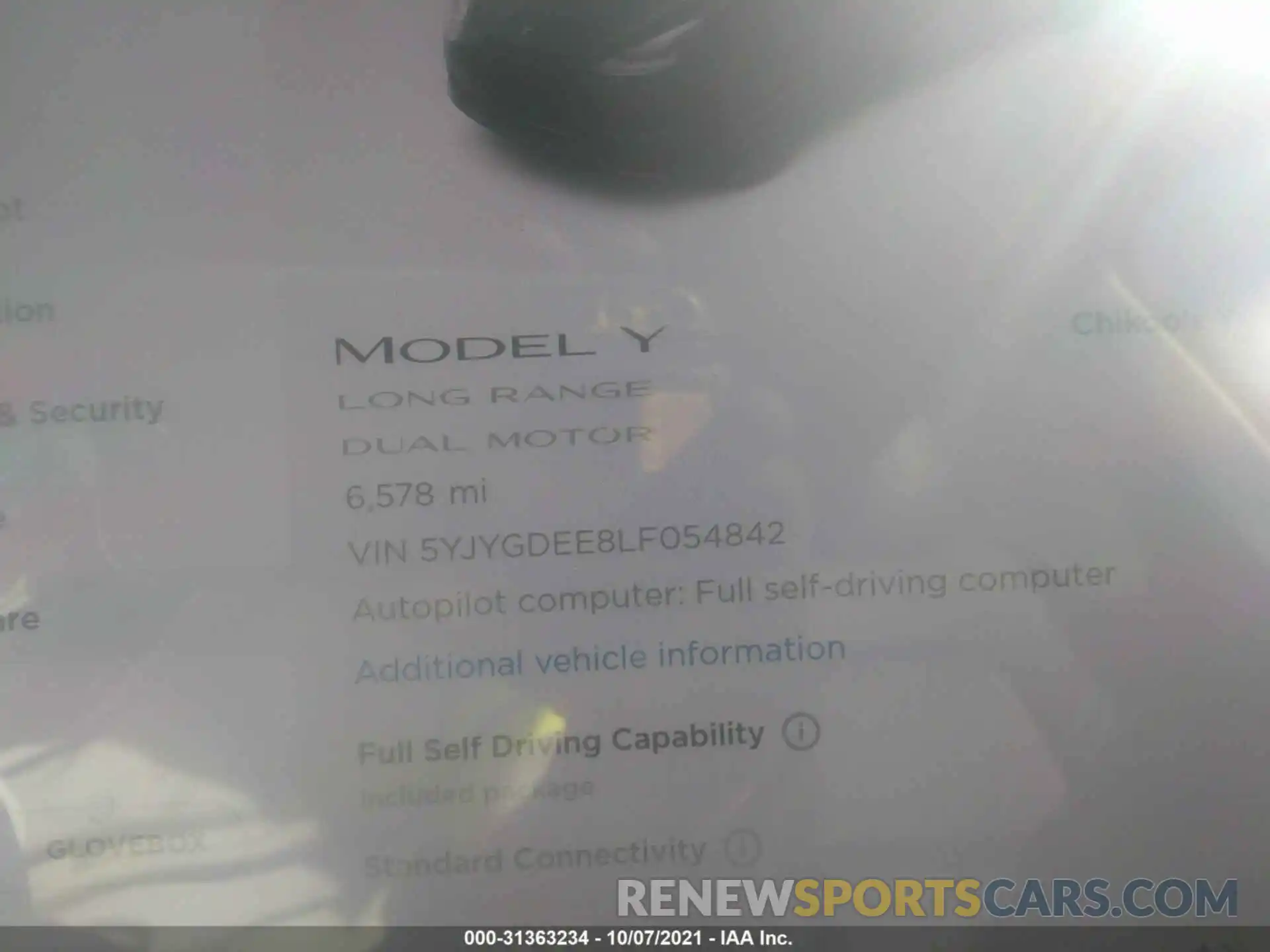 7 Photograph of a damaged car 5YJYGDEE8LF054842 TESLA MODEL Y 2020